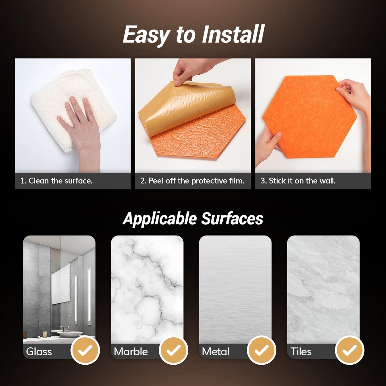 Paneles Acústicos Hexagonales TONOR 12 Pack Naranja 30.48x25.4cm