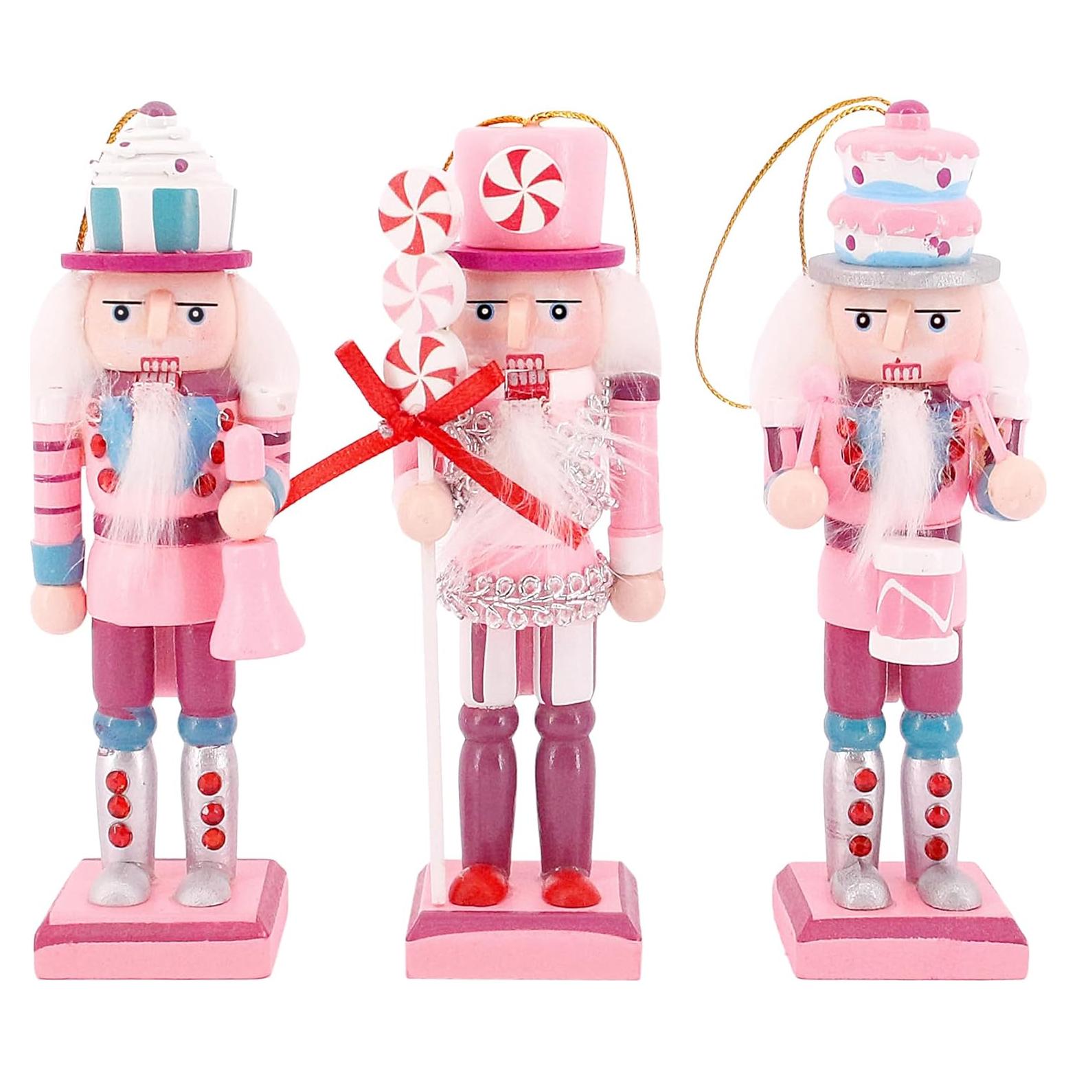 Naimo 3PCS Adornos Colgantes Cascanueces de Madera 12.7cm