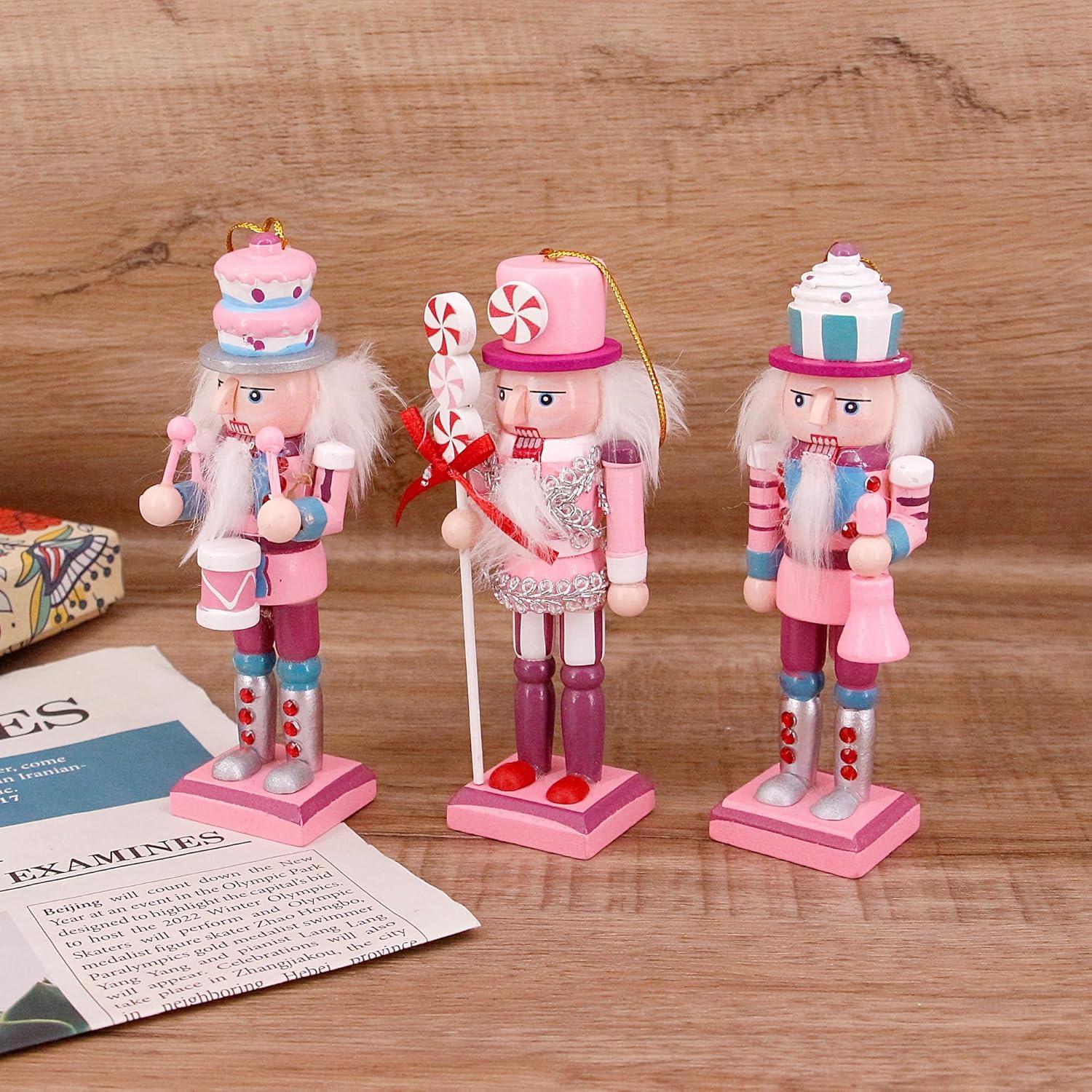 Naimo 3PCS Adornos Colgantes Cascanueces de Madera 12.7cm