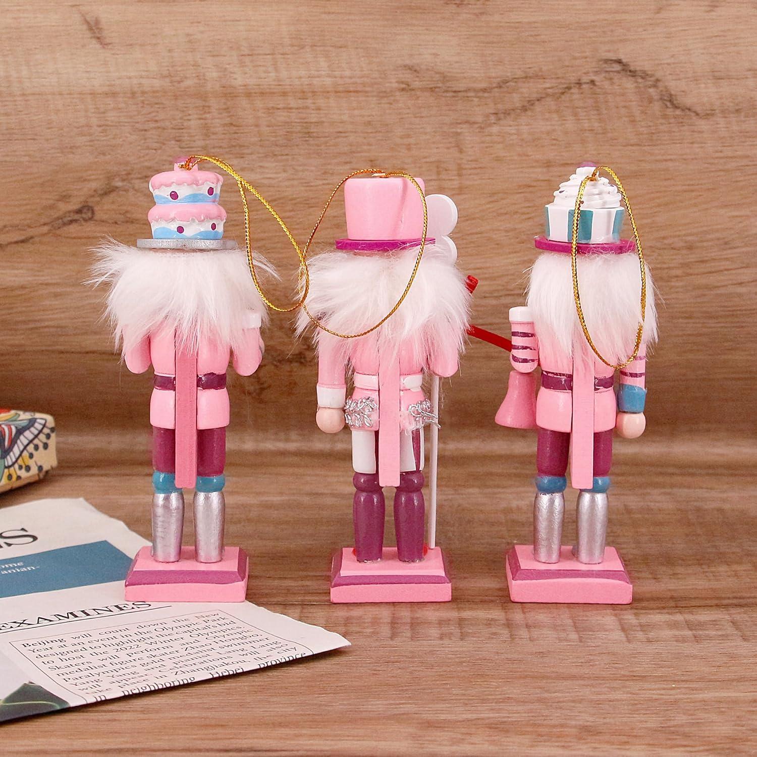 Naimo 3PCS Adornos Colgantes Cascanueces de Madera 12.7cm