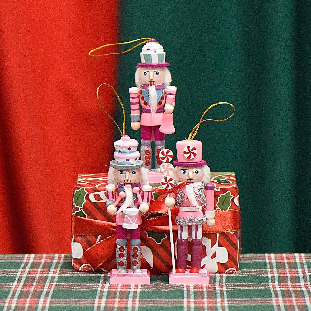 Naimo 3PCS Adornos Colgantes Cascanueces de Madera 12.7cm