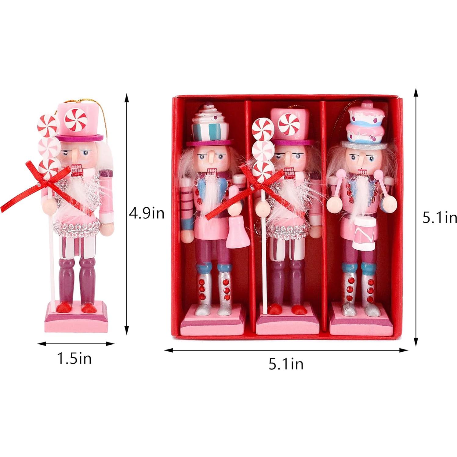 Naimo 3PCS Adornos Colgantes Cascanueces de Madera 12.7cm