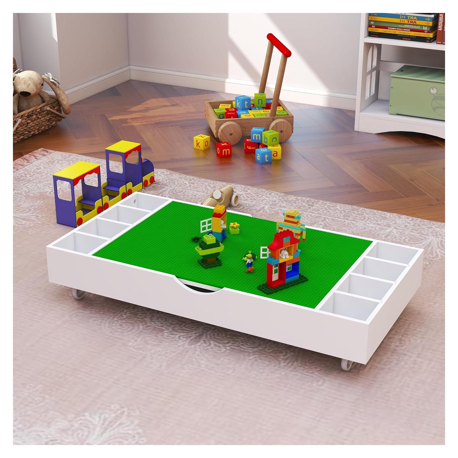 Mesa de Actividades 2 en 1 para Niños de Madera con Almacenamiento