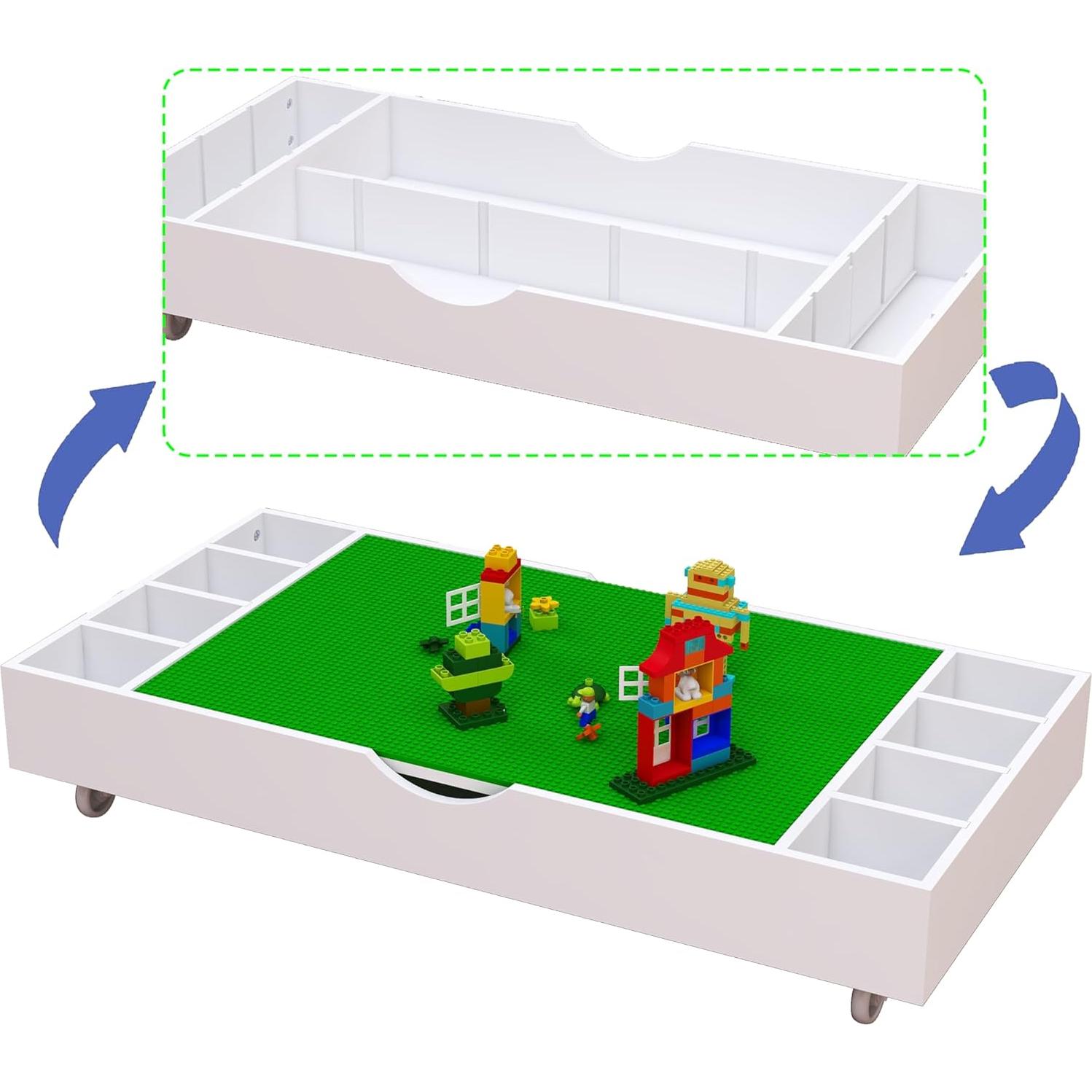 Mesa de Actividades 2 en 1 para Niños de Madera con Almacenamiento