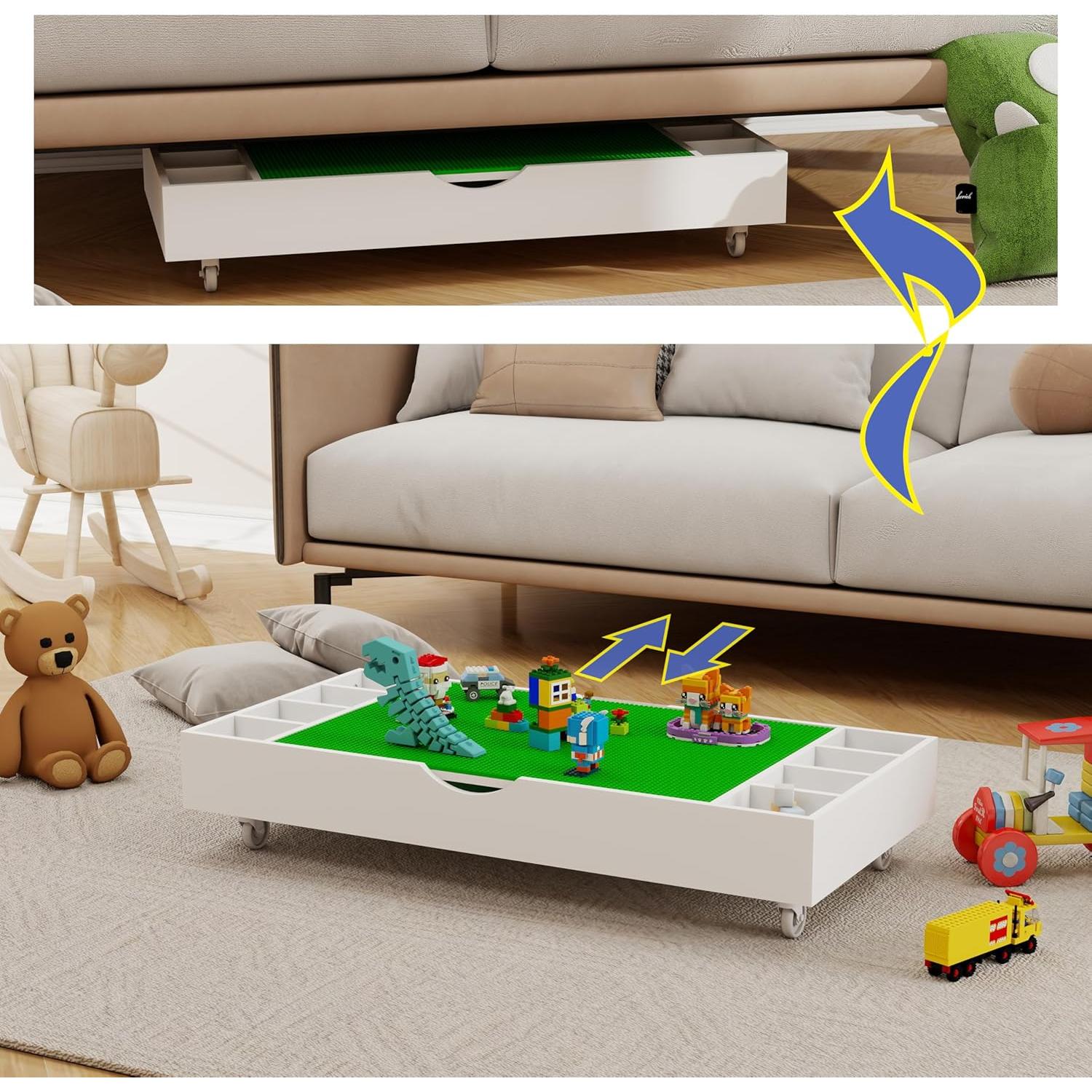 Mesa de Actividades 2 en 1 para Niños de Madera con Almacenamiento