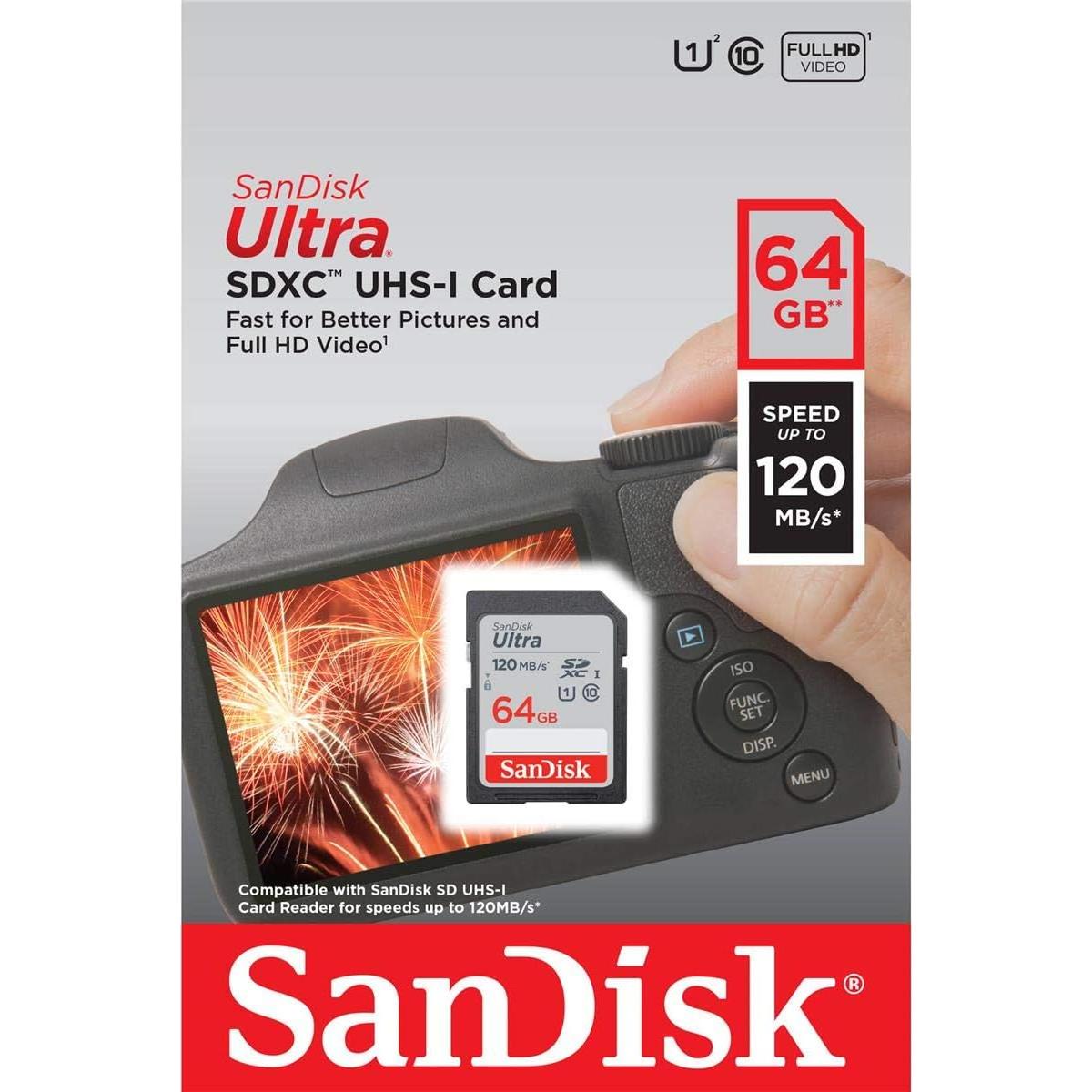 Tarjeta de Memoria SanDisk 64GB Ultra SDXC UHS-I 120MB/s