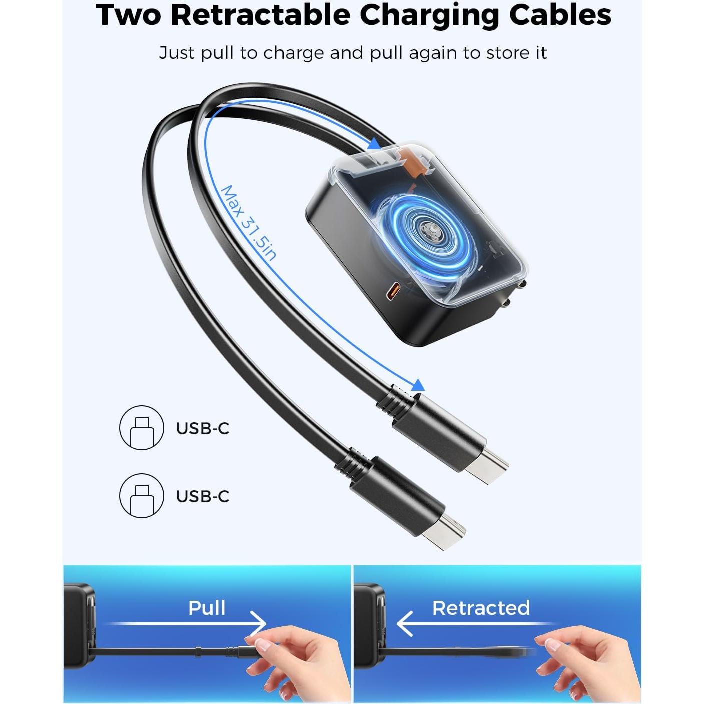 Cargador de Pared Retráctil SUPERONE 62W 3 Puertos USB-C