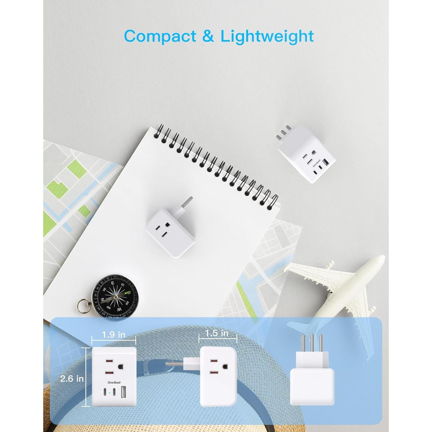 Adaptador de Enchufe de Viaje Tipo L One Beat 6 en 1 USB