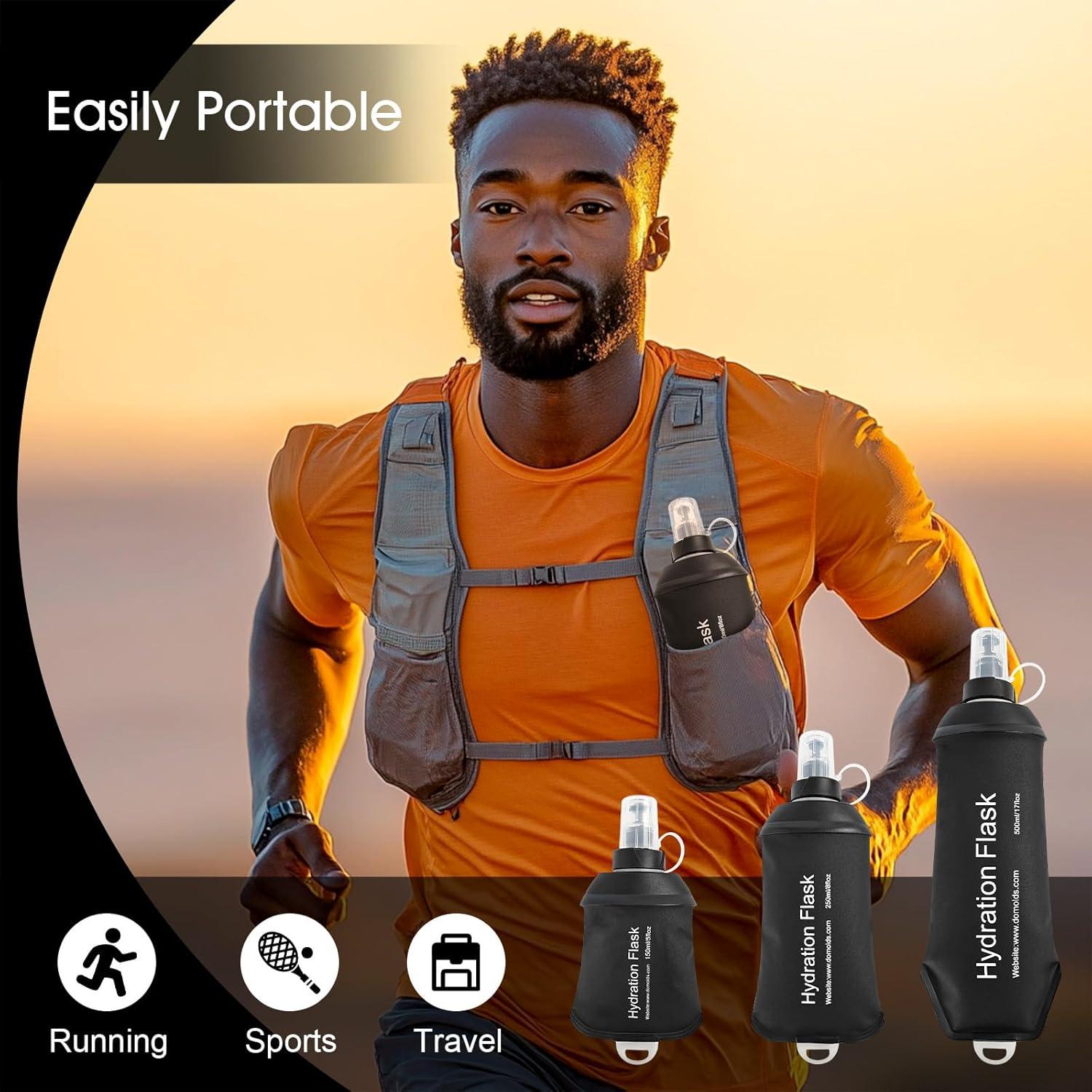 Botella de Agua Colapsable WILDREEDS 150ml Negra TPU