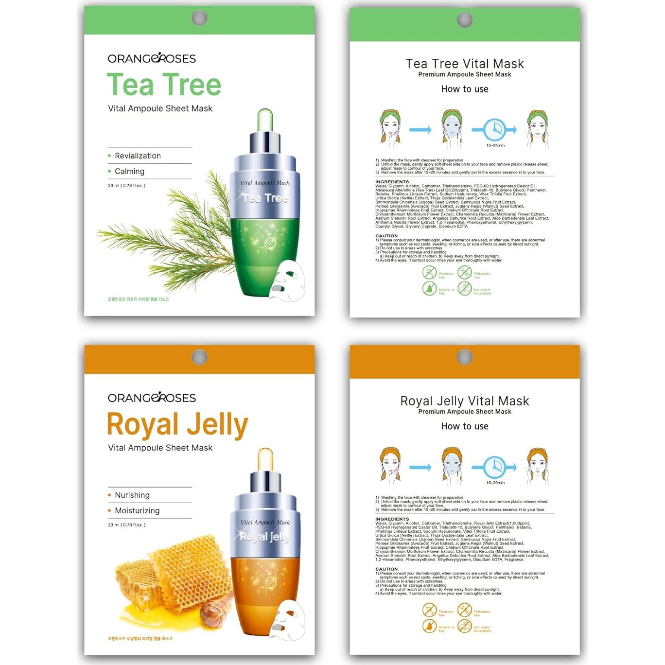 Combo 10 Mascarillas Faciales Coreanas Orangerose - Hidratación y Cuidado