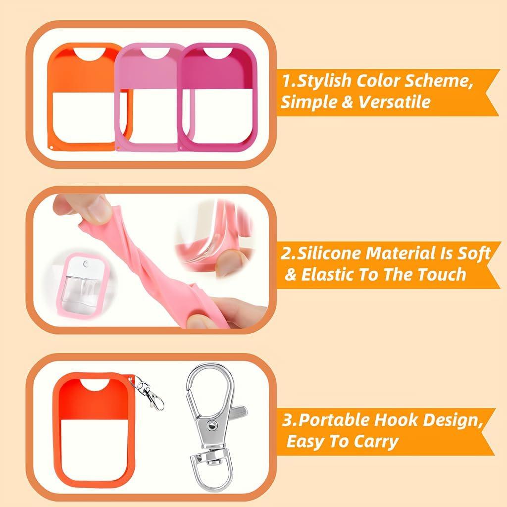 Shockproof Silicone Sleeve - Anti-Slip Grip & Swivel Keychain Case for Power Mist/Glow Mist 1.28oz | Travel-Friendly Protection (3 pcs)