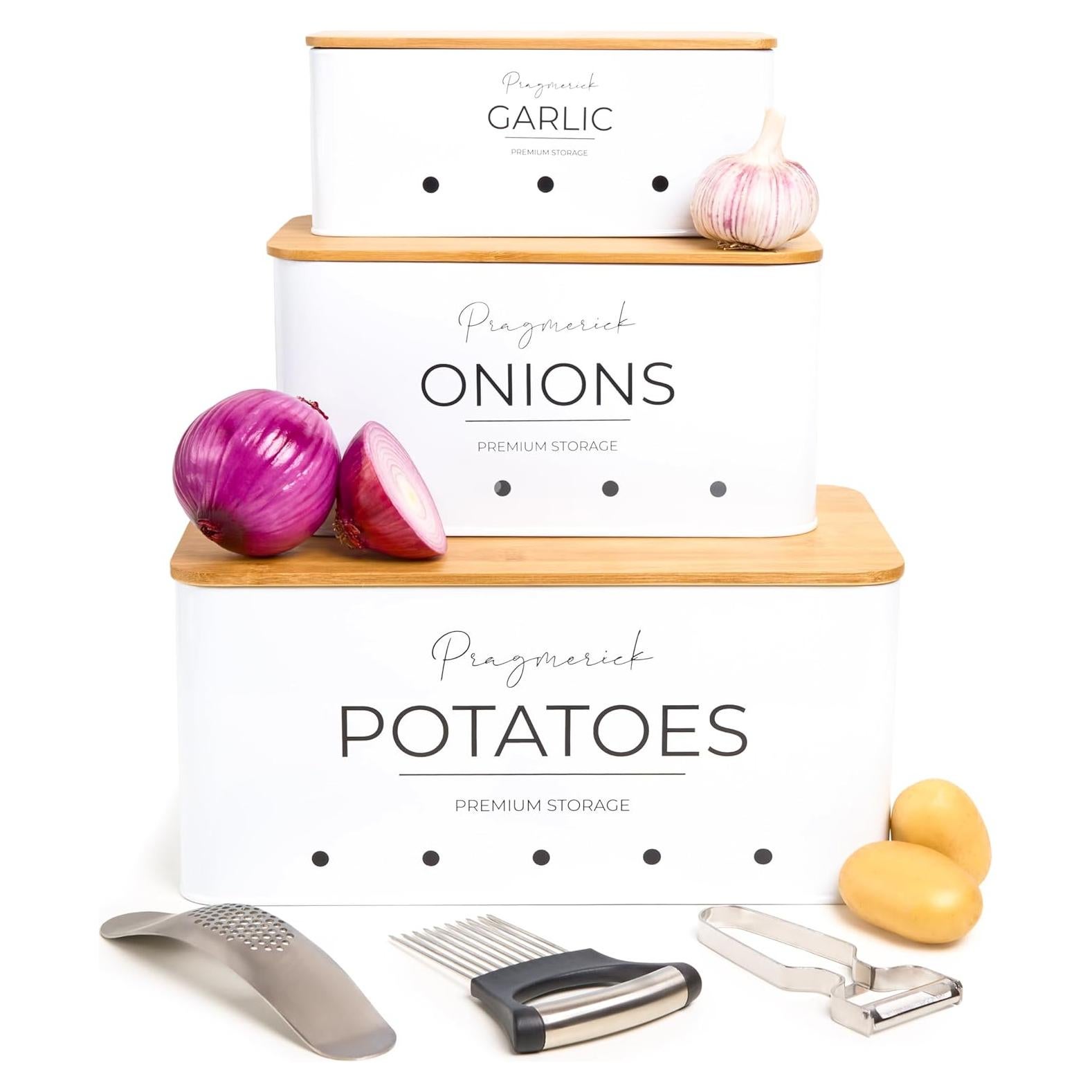 Contenedor de Almacenamiento de Papas y Cebollas Pragmerick con Utensilios