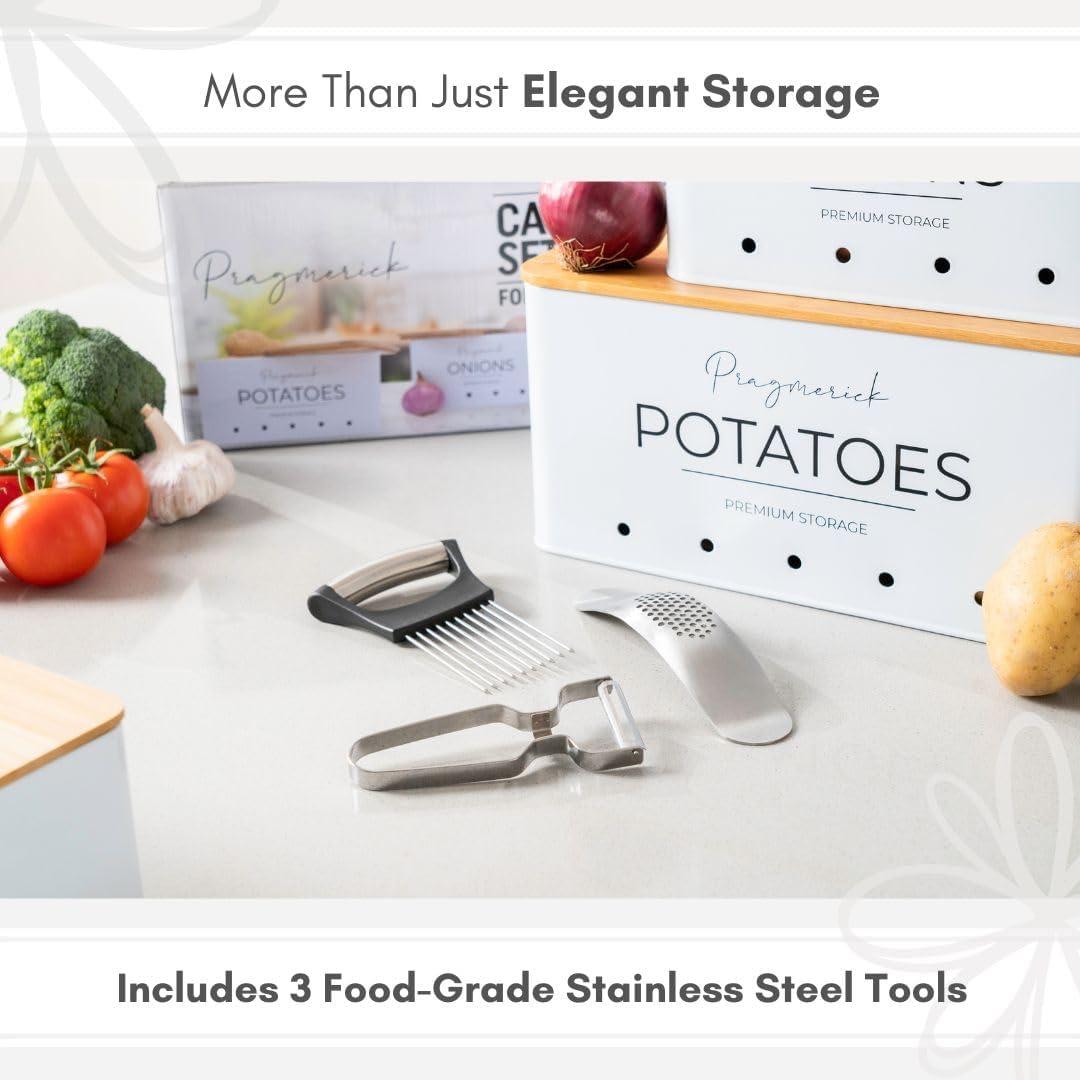 Contenedor de Almacenamiento de Papas y Cebollas Pragmerick con Utensilios