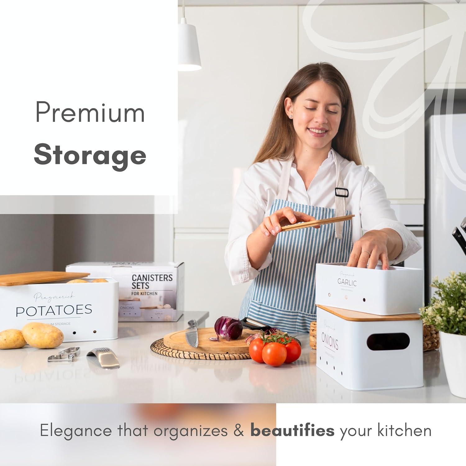 Contenedor de Almacenamiento de Papas y Cebollas Pragmerick con Utensilios