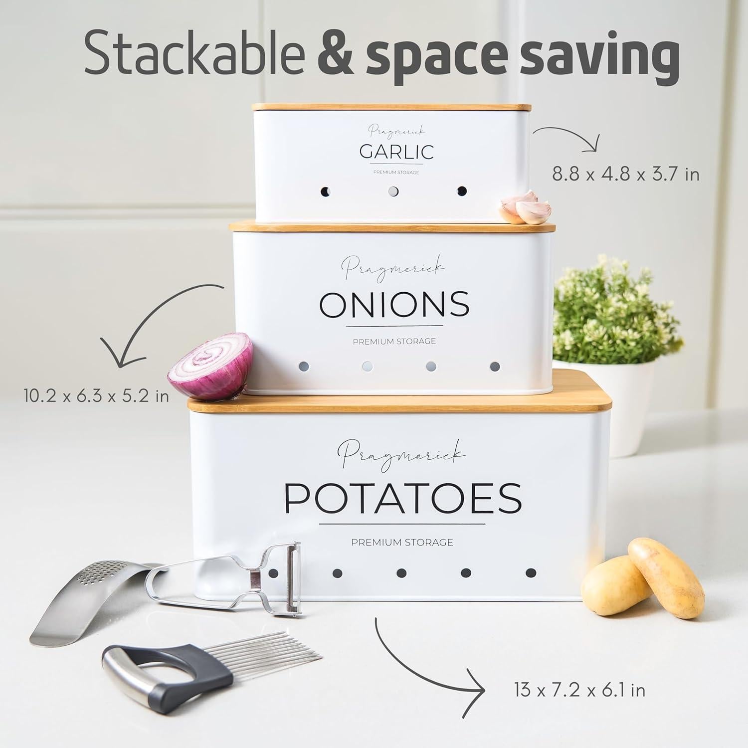 Contenedor de Almacenamiento de Papas y Cebollas Pragmerick con Utensilios