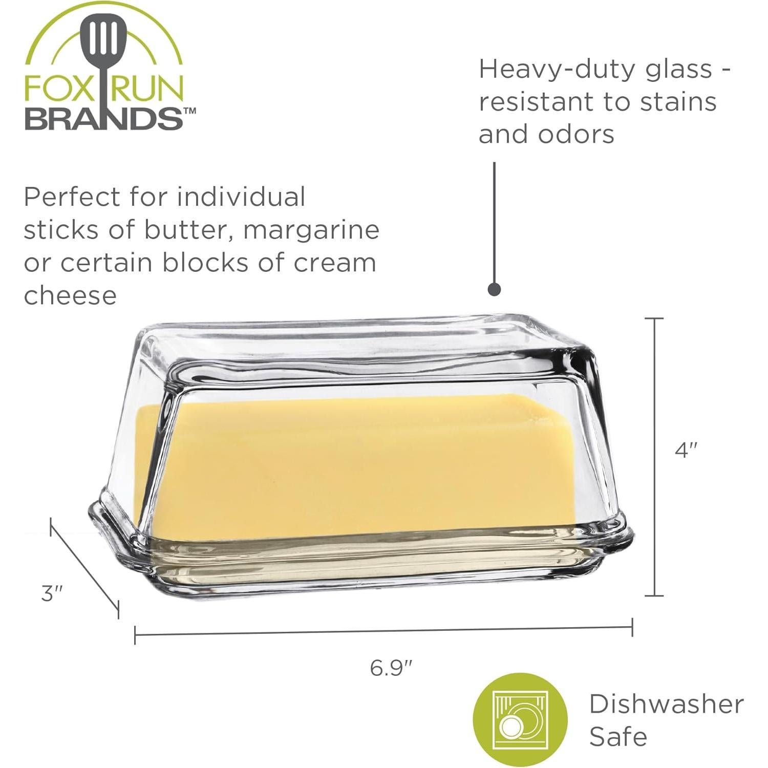 Plato de Mantequilla de Vidrio Fox Run con Tapa 17.15 cm