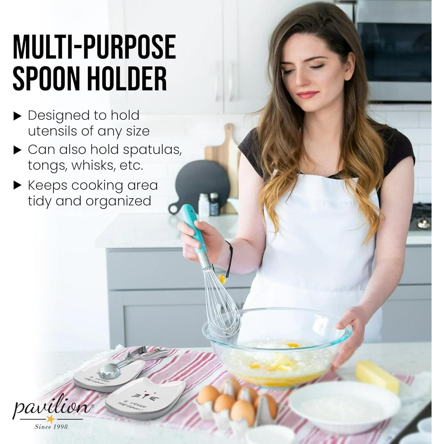 Soporte para Cucharas de Cerámica Pavilion Blobby Cat 12.7 cm