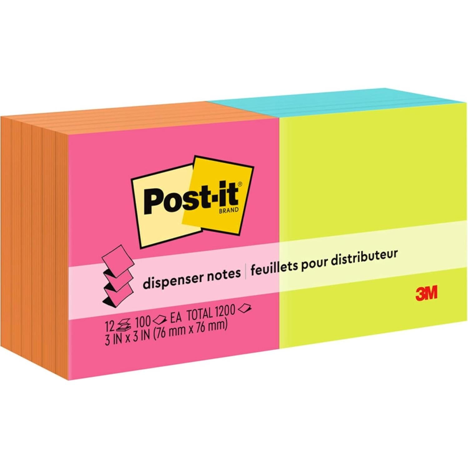 Notas adhesivas Post-it Poptimista 3x3 cm, 12 blocs, reciclables