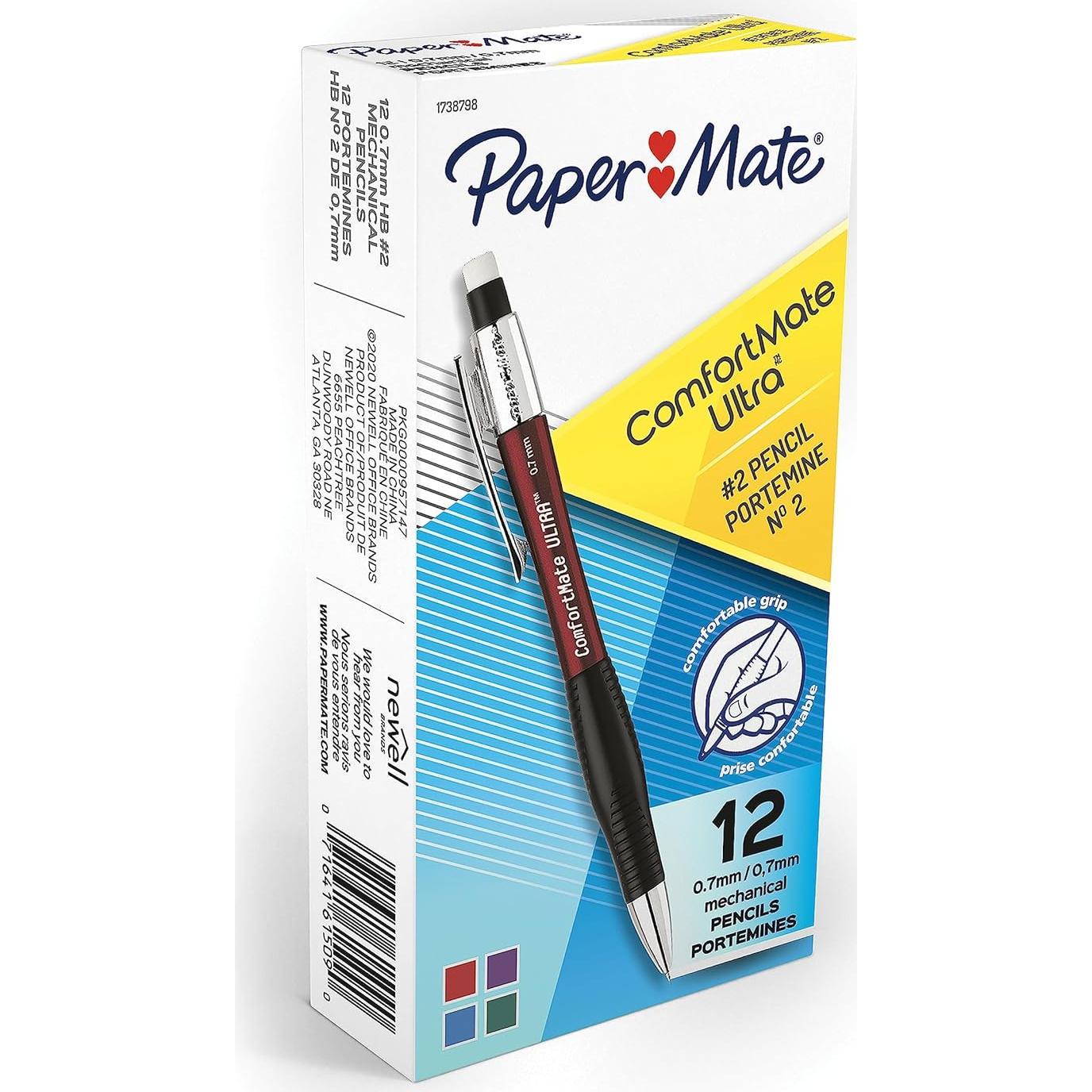 Lápices Mecánicos Paper Mate ComfortMate Ultra 0.7mm HB #2 - 12 Unidades