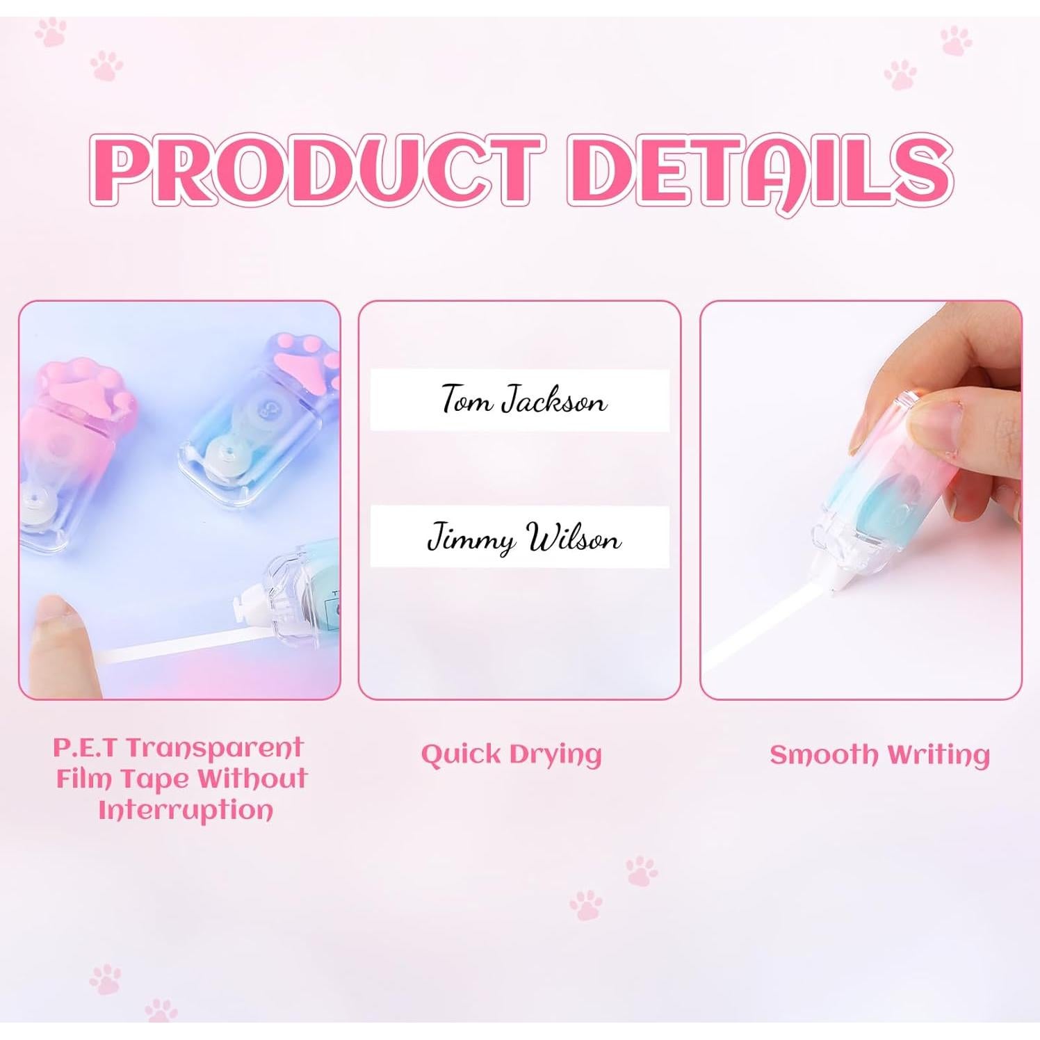 Paquete de 3 Cintas Correctoras Kogcmeetl Patita de Gato 5mm