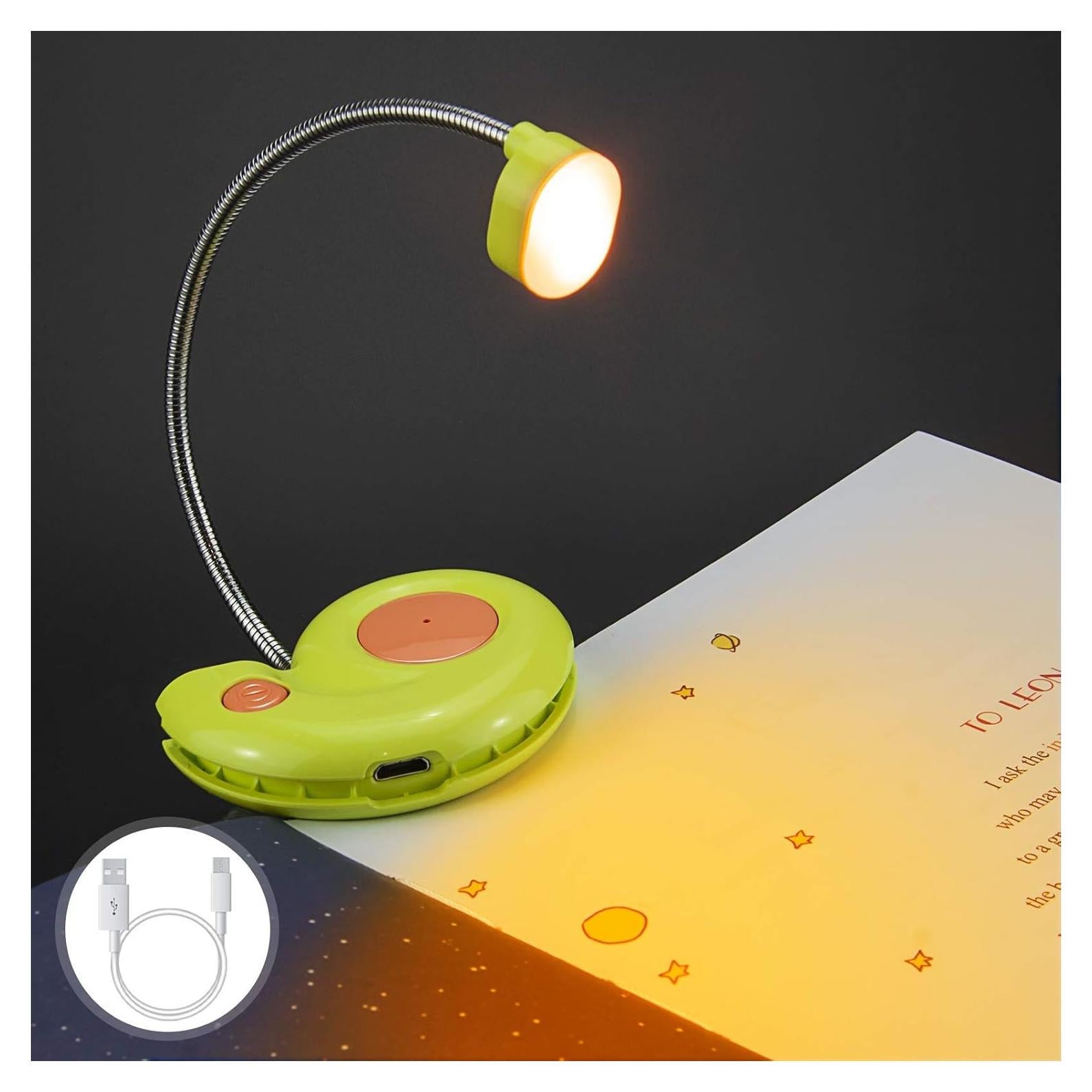 Luz de libro recargable HONGUT verde con 2 modos de luz