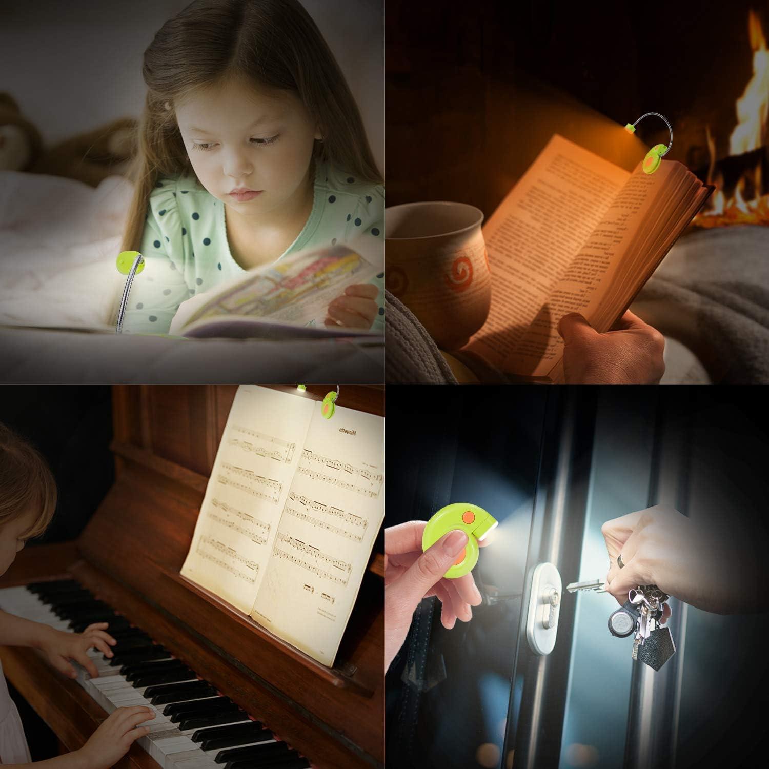 Luz de libro recargable HONGUT verde con 2 modos de luz