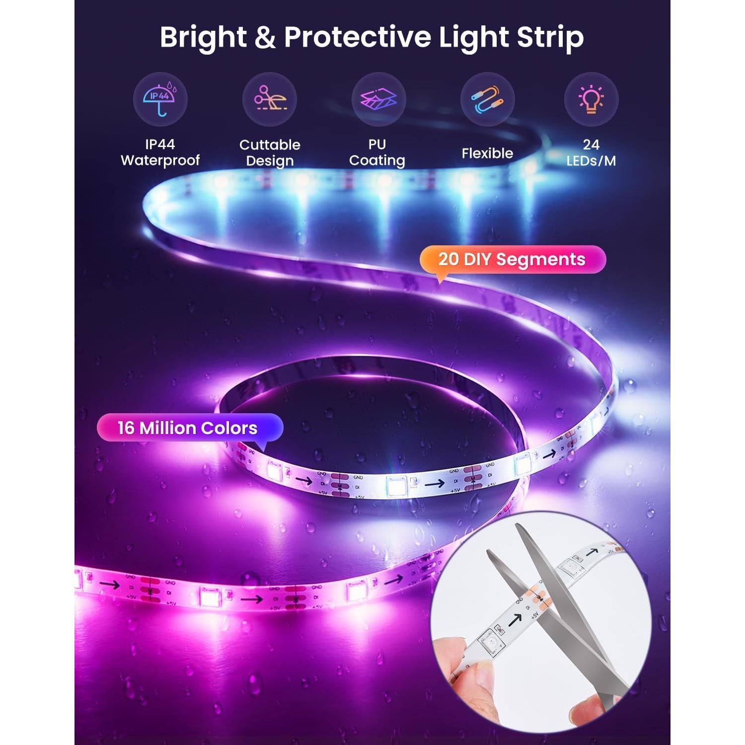 Tira de Luz LED RGB 3m SUNLINKCO para TV 32-43" Control APP