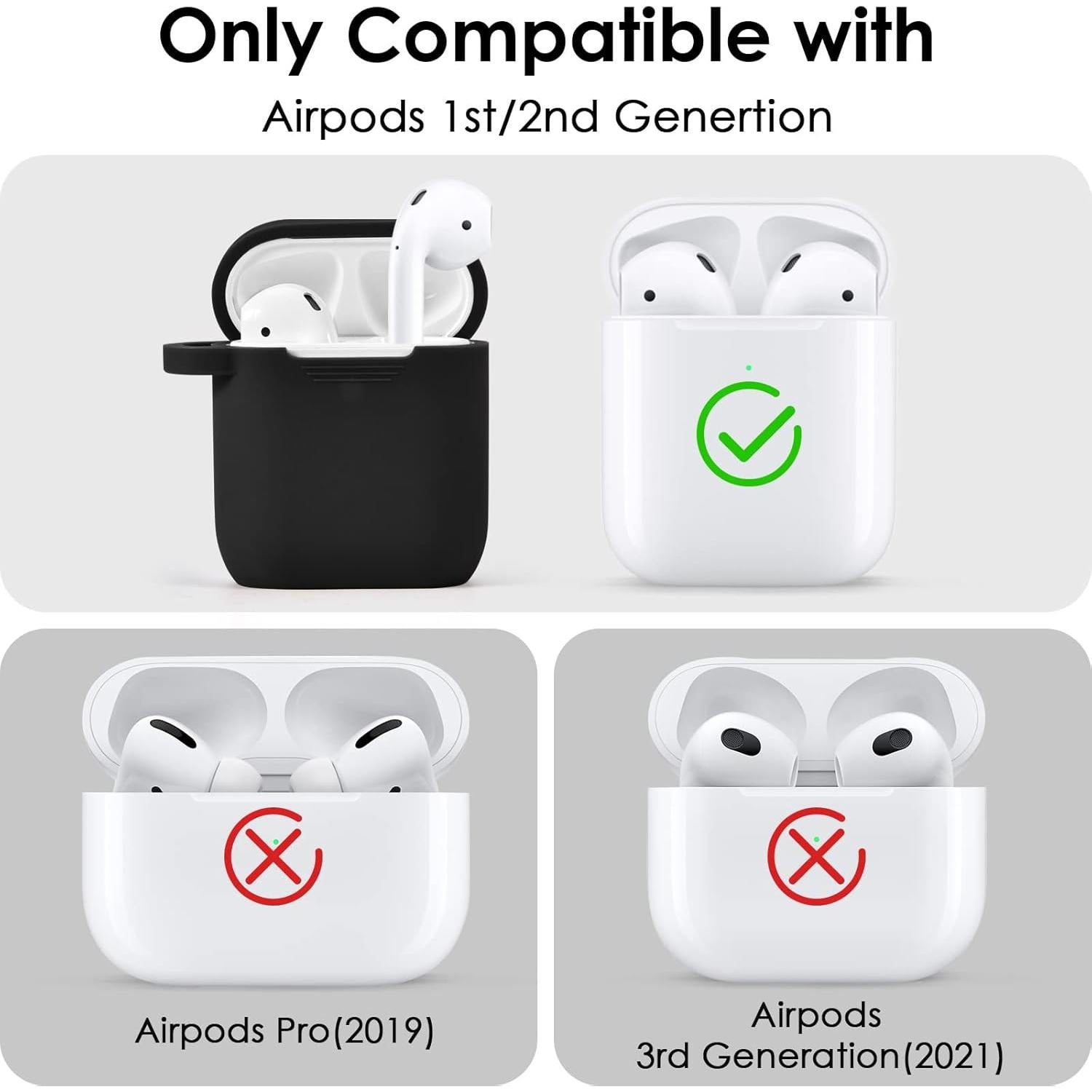 Funda de Silicona Filoto para AirPods 1 y 2 - Negro