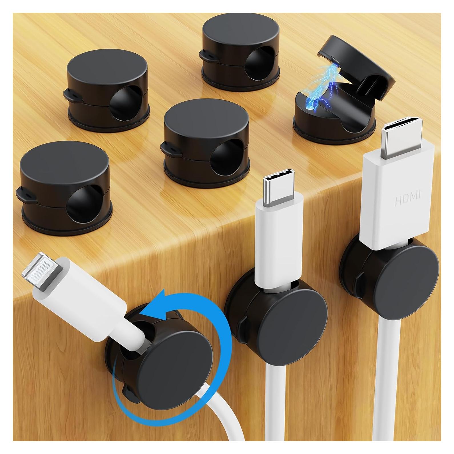 Clips Magnéticos para Cables AGPTEK 8 Piezas Negro 360°