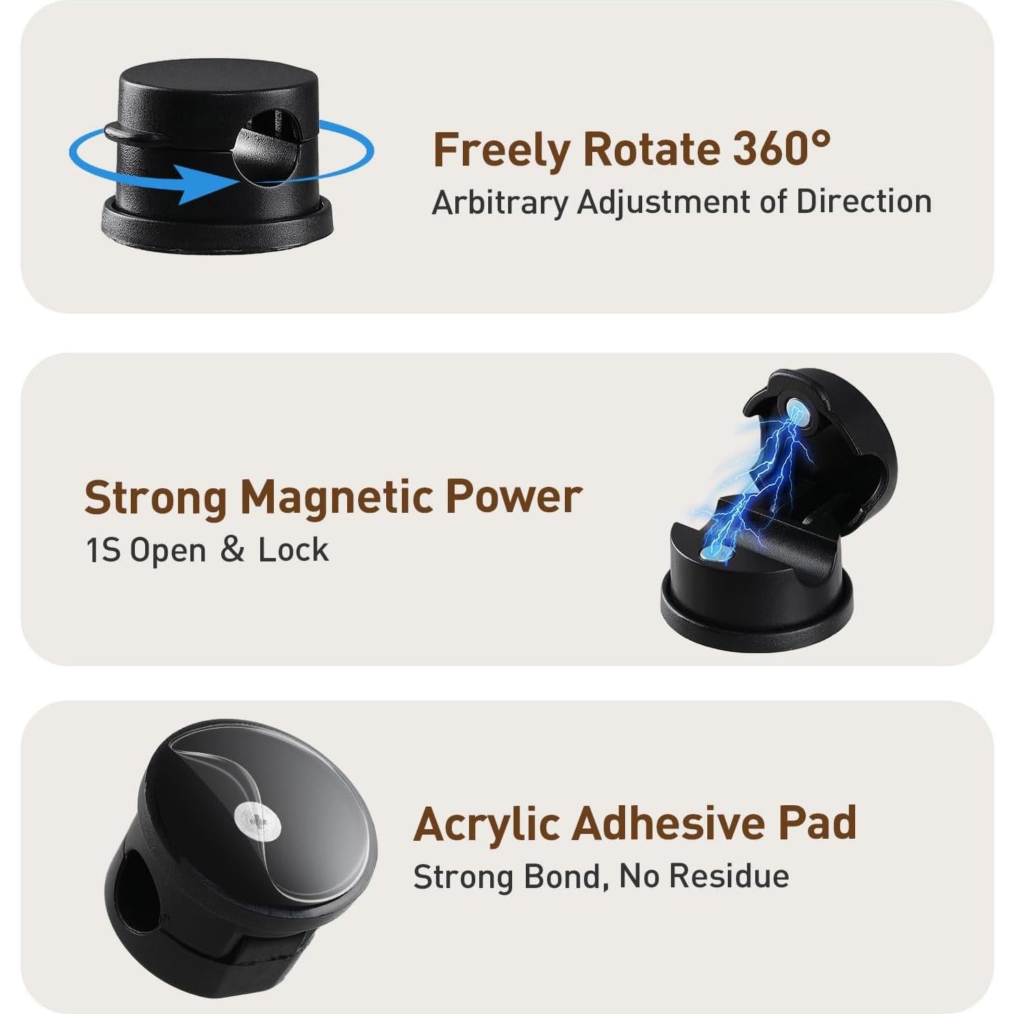 Clips Magnéticos para Cables AGPTEK 8 Piezas Negro 360°