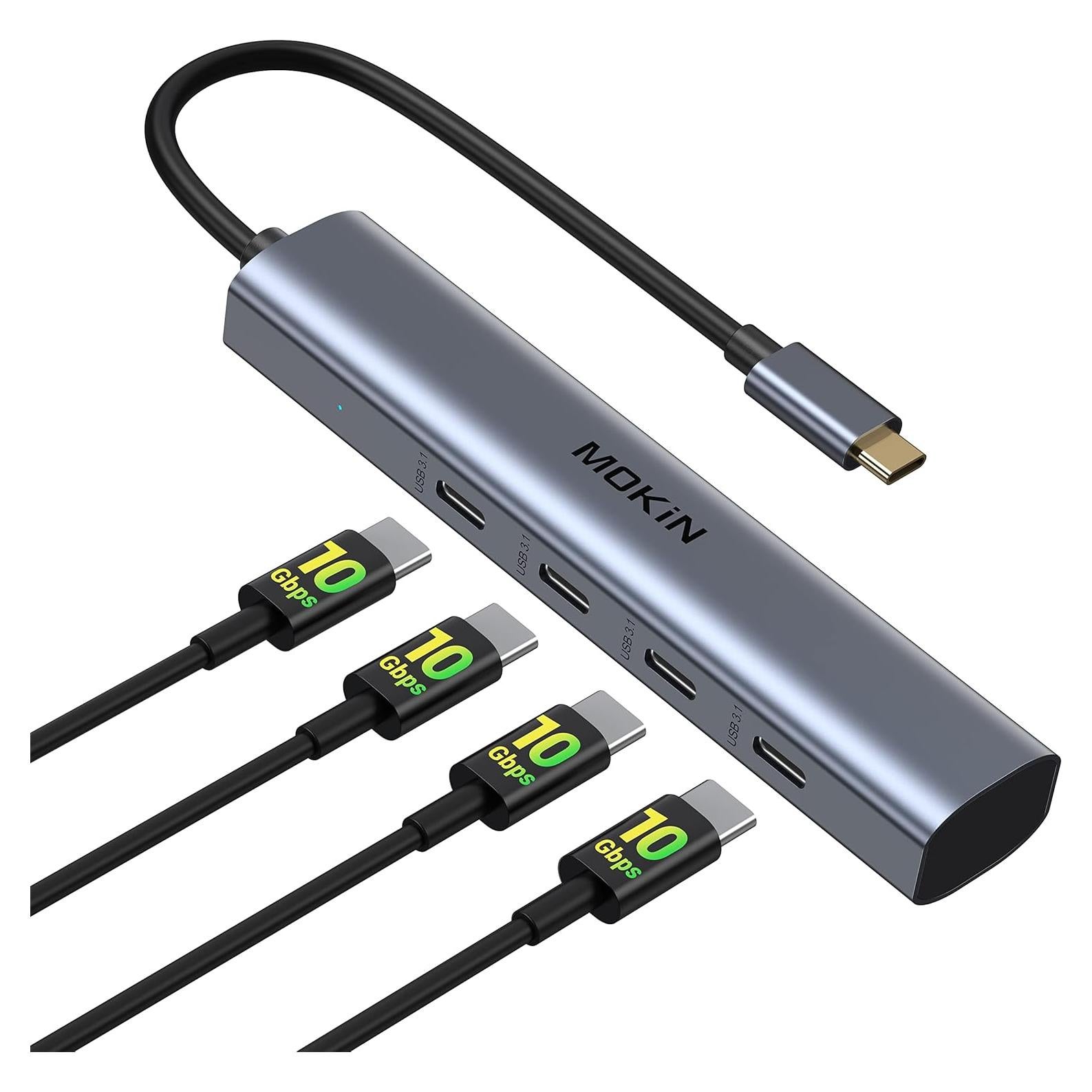 Hub USB C MOKiN 4 Puertos 10Gbps Adaptador Multiport
