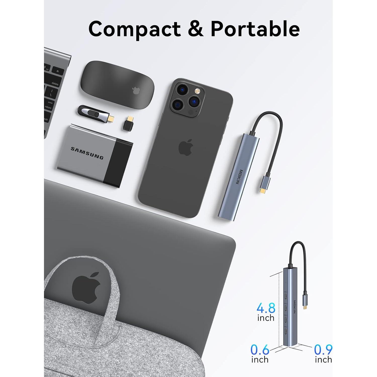 Hub USB C MOKiN 4 Puertos 10Gbps Adaptador Multiport