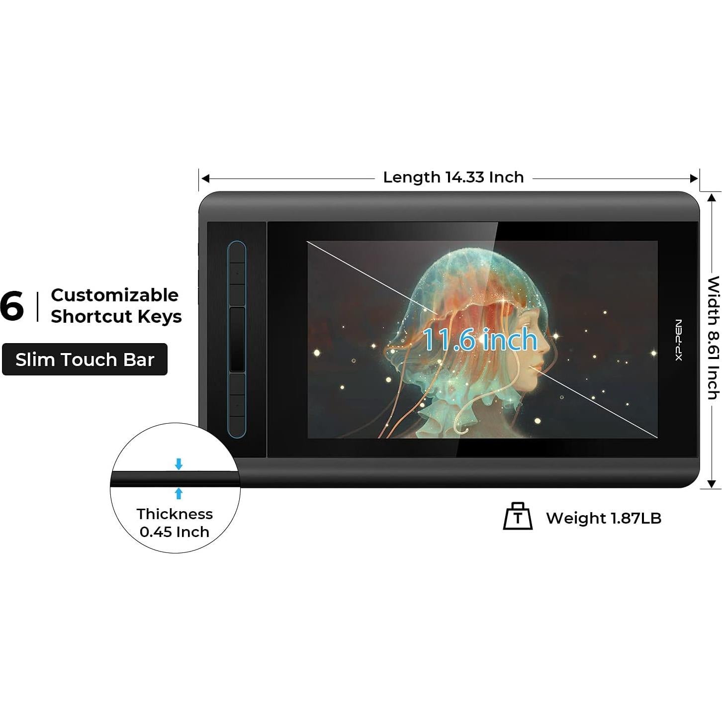 XP-PEN Artist 12 Tableta de Dibujo 11.6" FHD 8192 Niveles