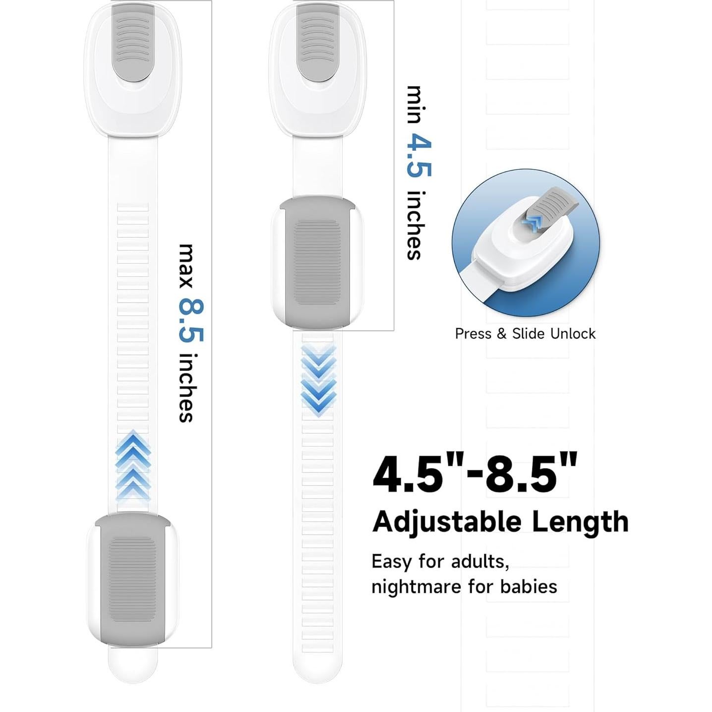 Cerraduras de Gabinete Infinno 8 Pack Seguridad Niños Gris