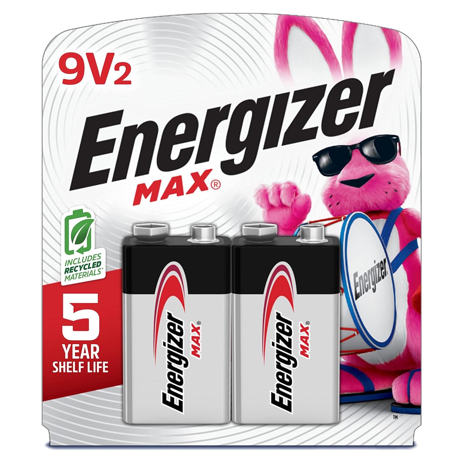 Baterías Alcalinas Energizer MAX 9V - Paquete de 2