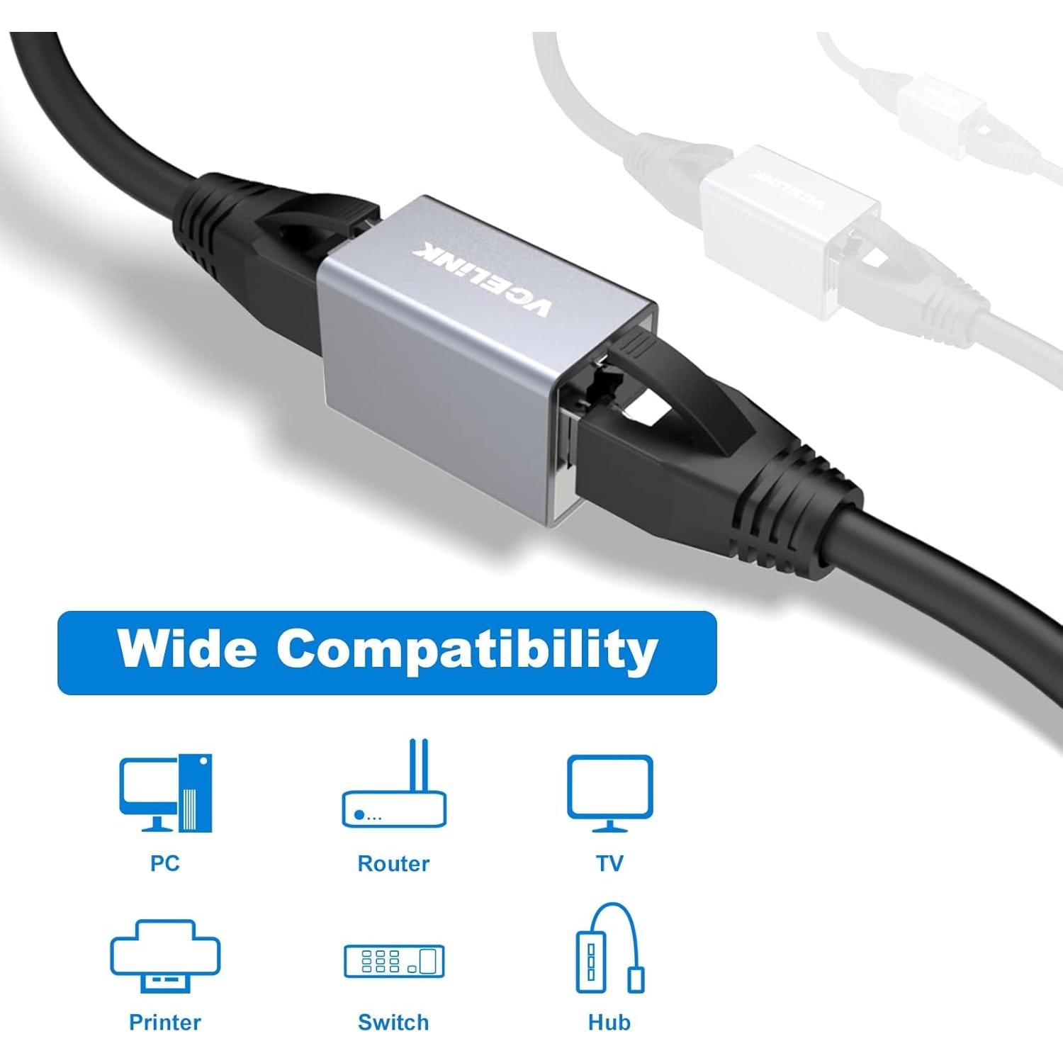 Acoplador Ethernet VCELINK RJ45 Cat7 Blindado 2-Pack