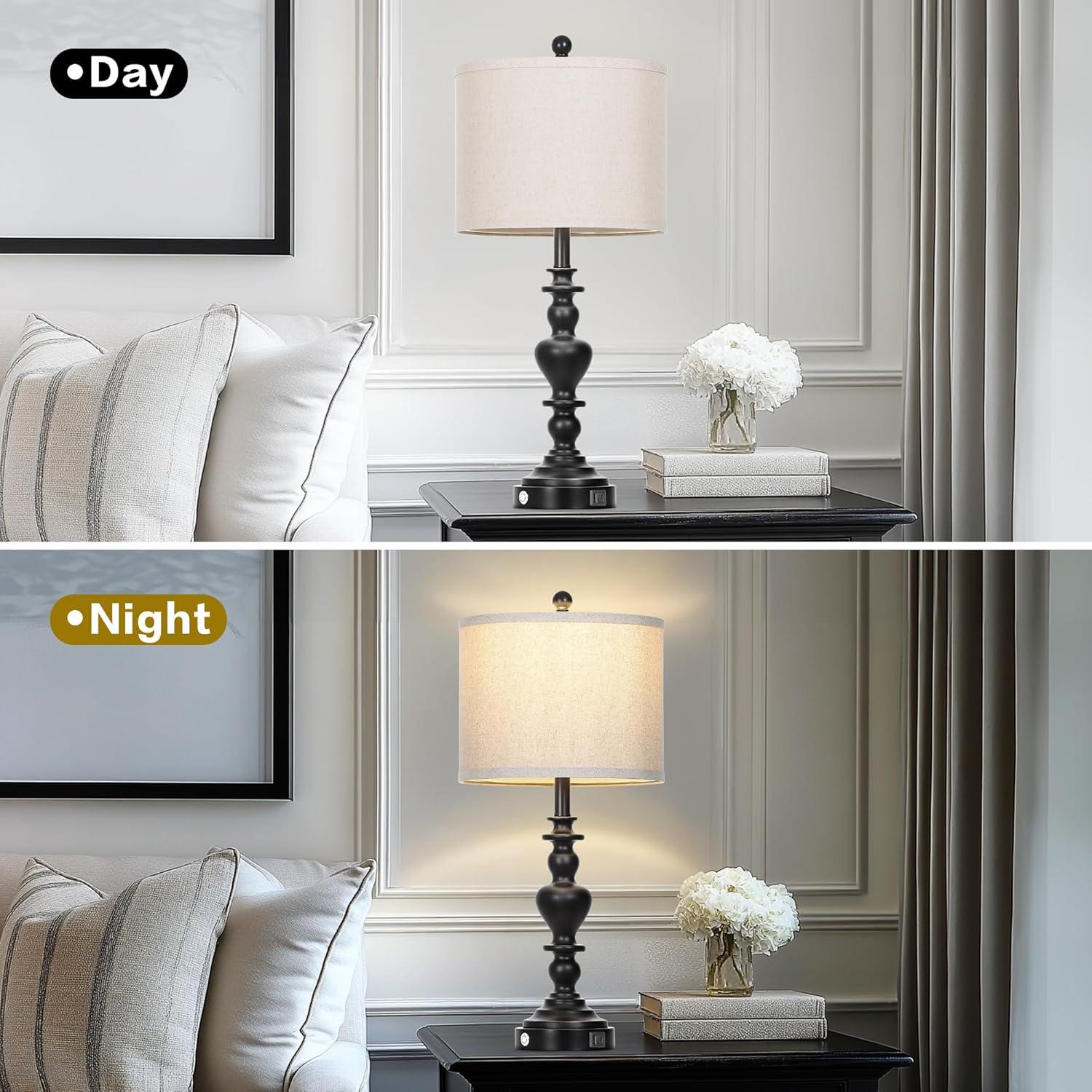 Lámparas de Mesa Vintage Lolikit con Carga USB - Juego de 2