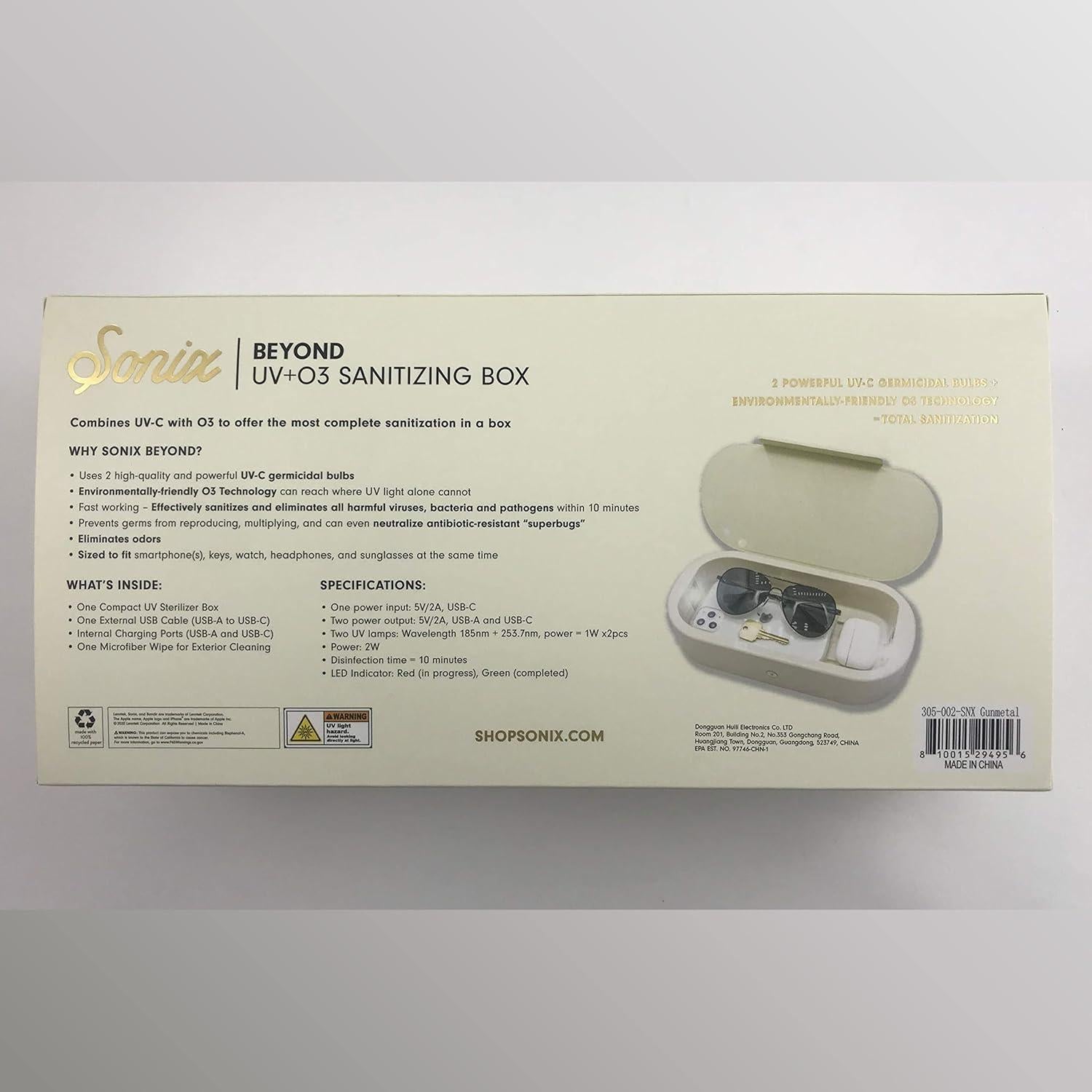Caja Desinfectante UV+O3 Sonix Beyond - Cargador Universal Negro