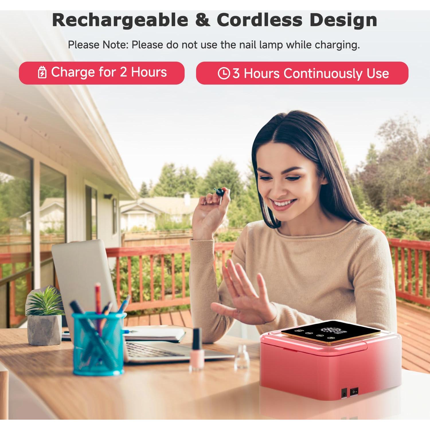 Lámpara de Uñas UV LED Inalámbrica Meremit 108W con Pantalla Táctil