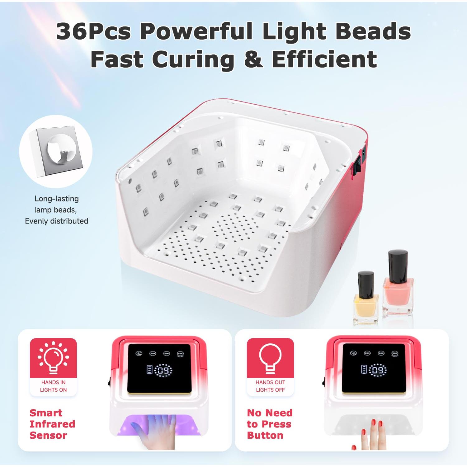 Lámpara de Uñas UV LED Inalámbrica Meremit 108W con Pantalla Táctil