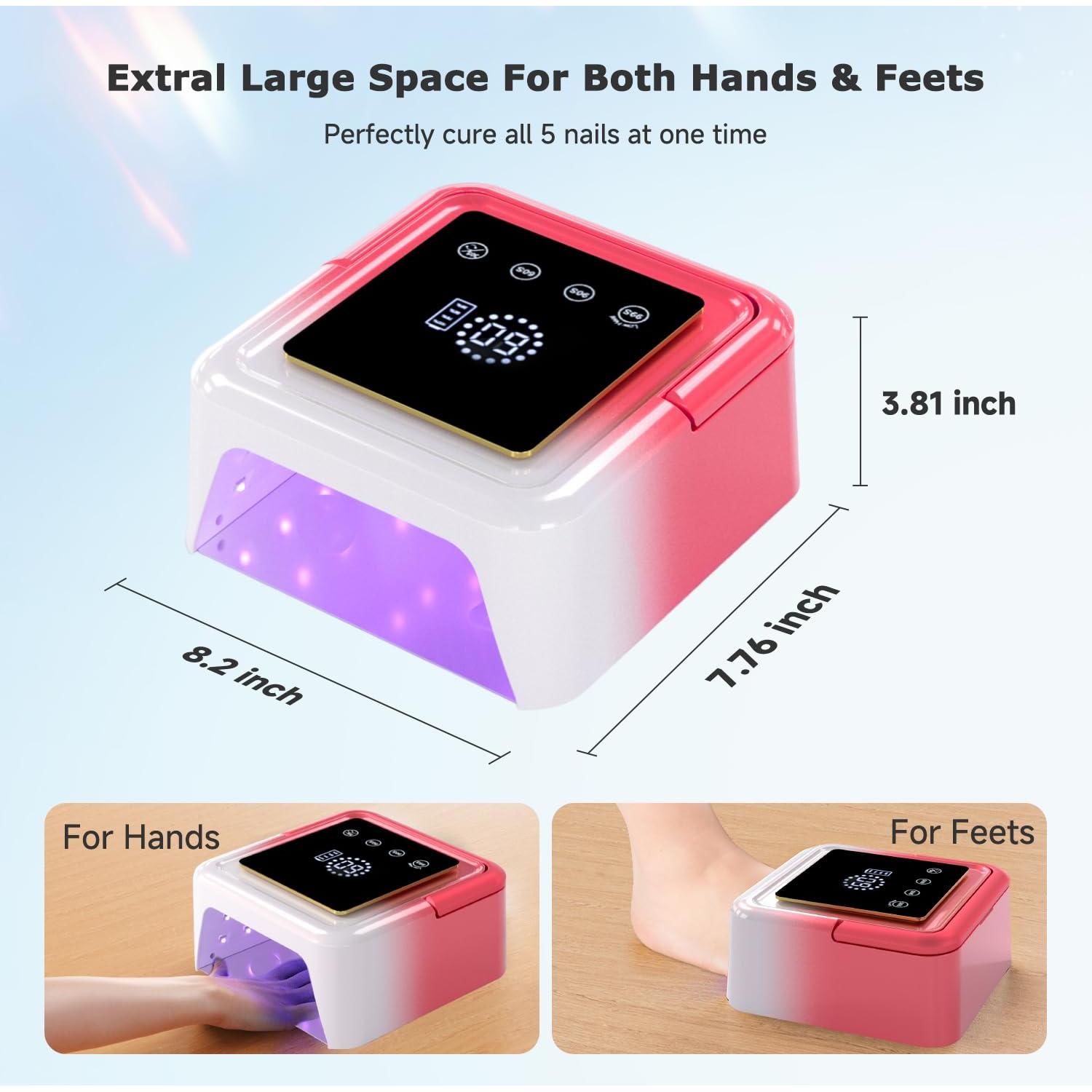 Lámpara de Uñas UV LED Inalámbrica Meremit 108W con Pantalla Táctil