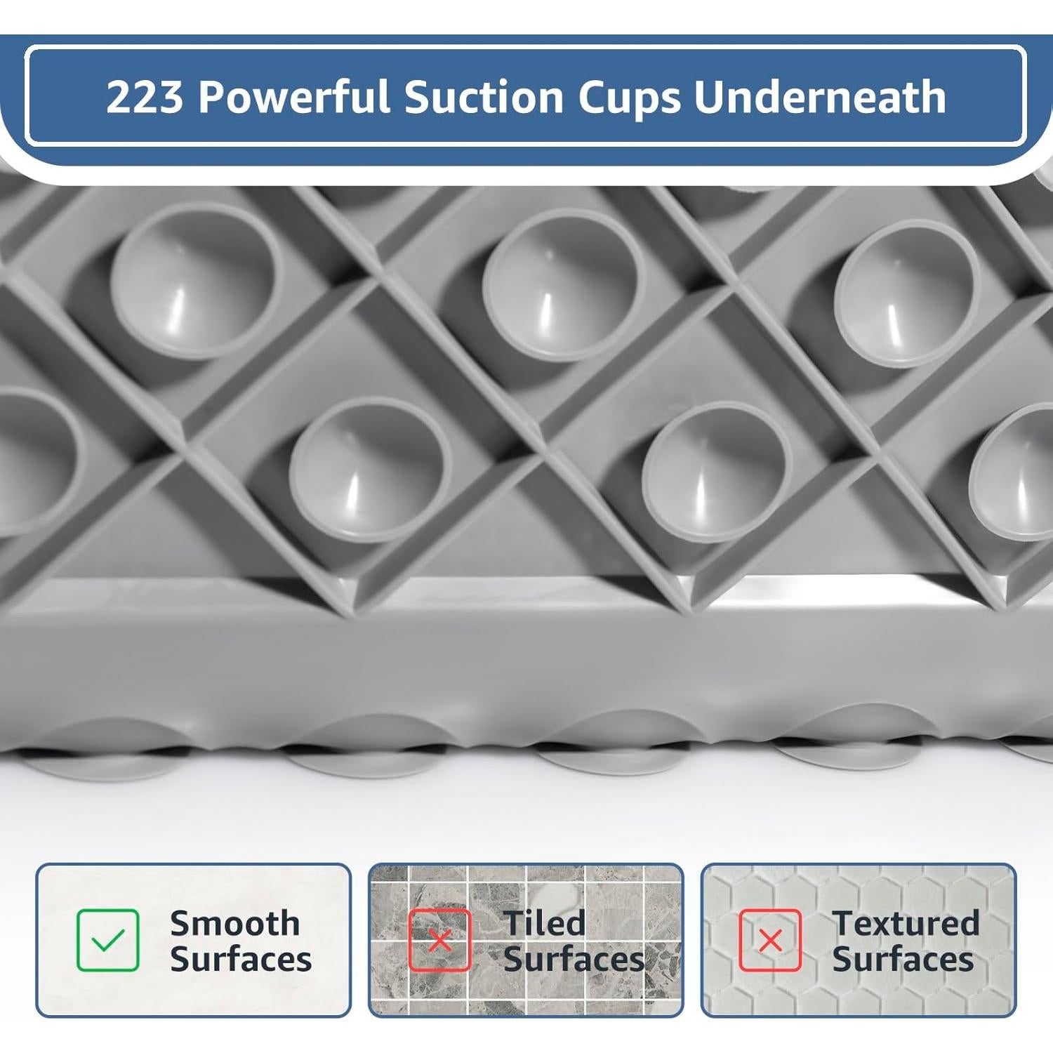 Alfombrilla de Baño Antideslizante Yolife 99x40.6cm TPE Gris Claro