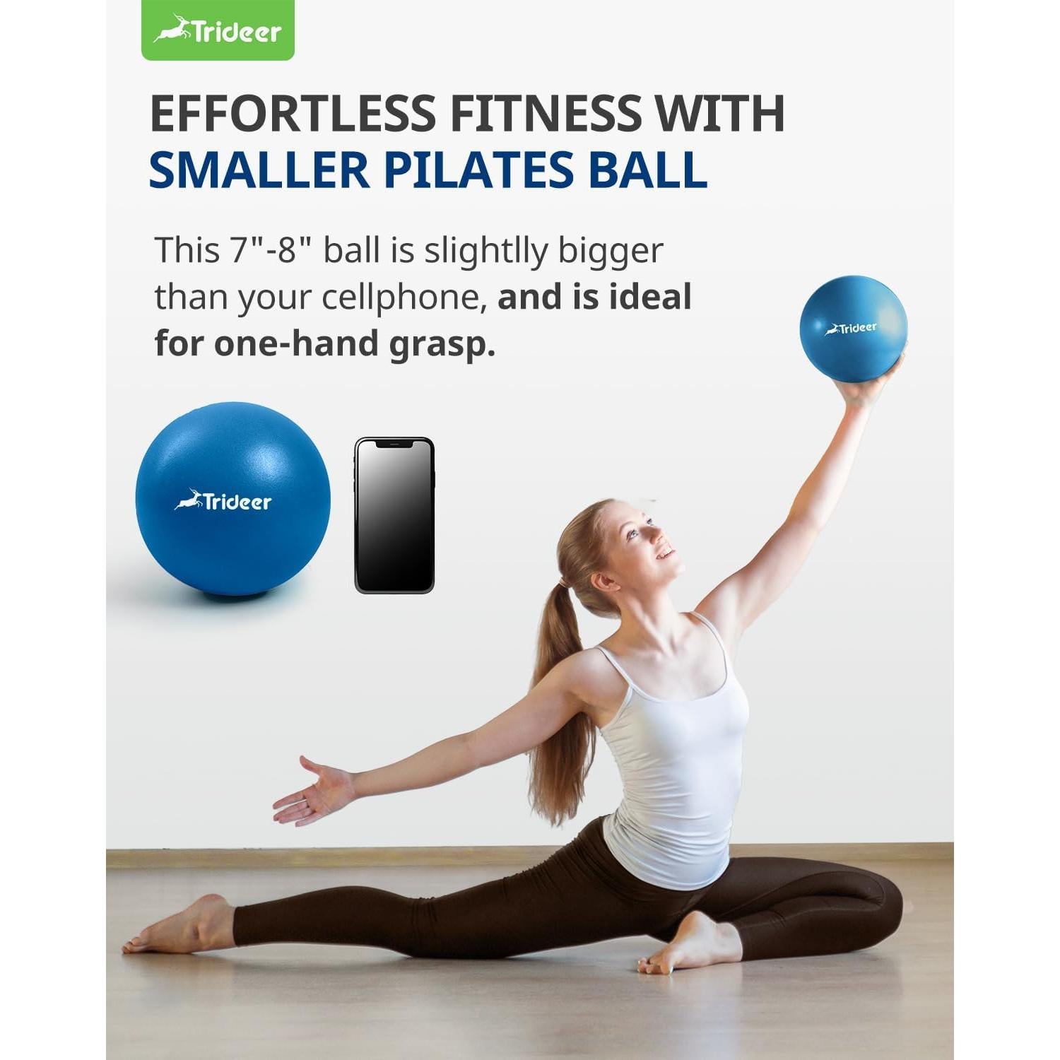 Bola de Pilates Trideer 17.78 cm Azul con Bomba y Antiburst