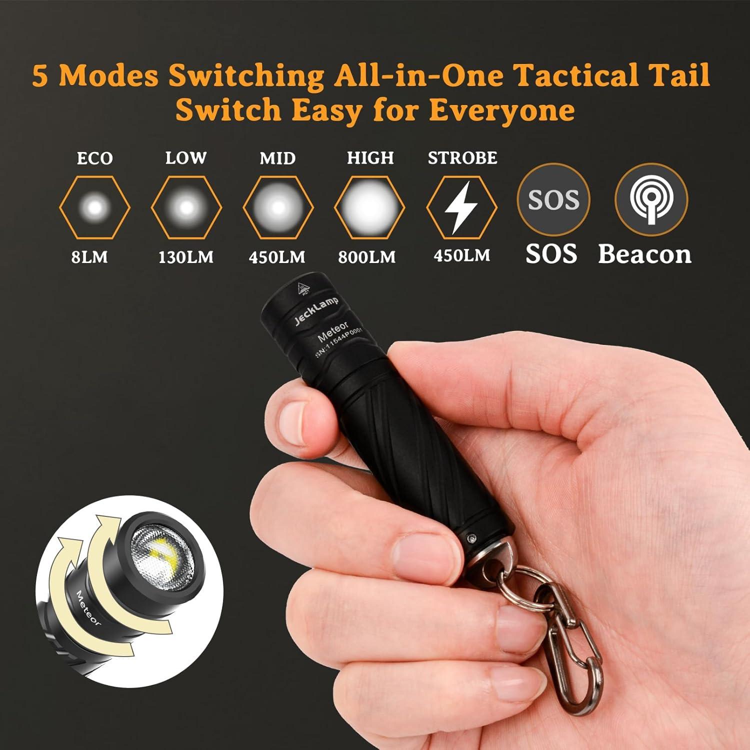 Linterna Mini Recargable JECKLAMP Meteor 800 Lúmenes IP68