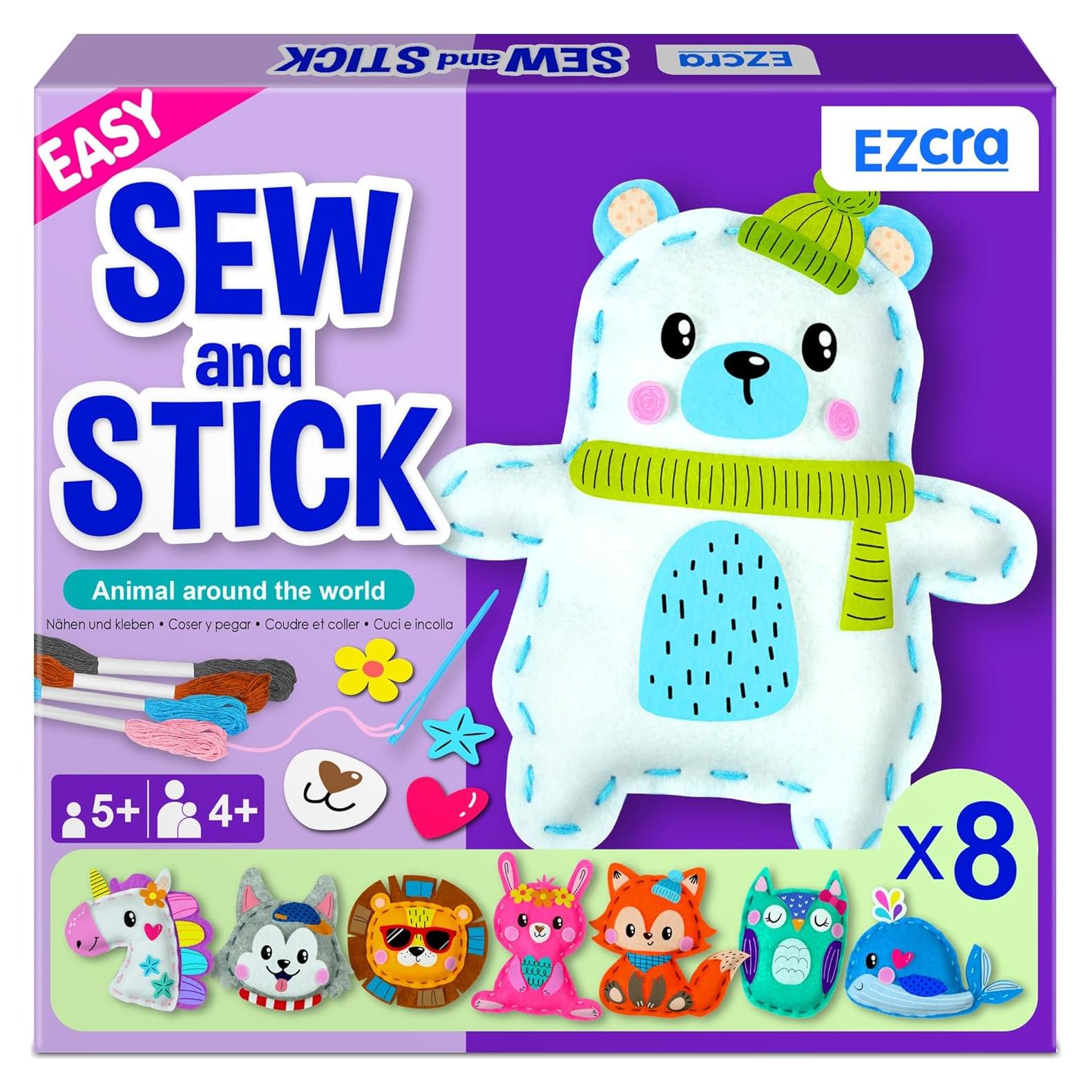 Kit de Costura EZCRA para Niños 8 en 1 - Manualidades Creativas