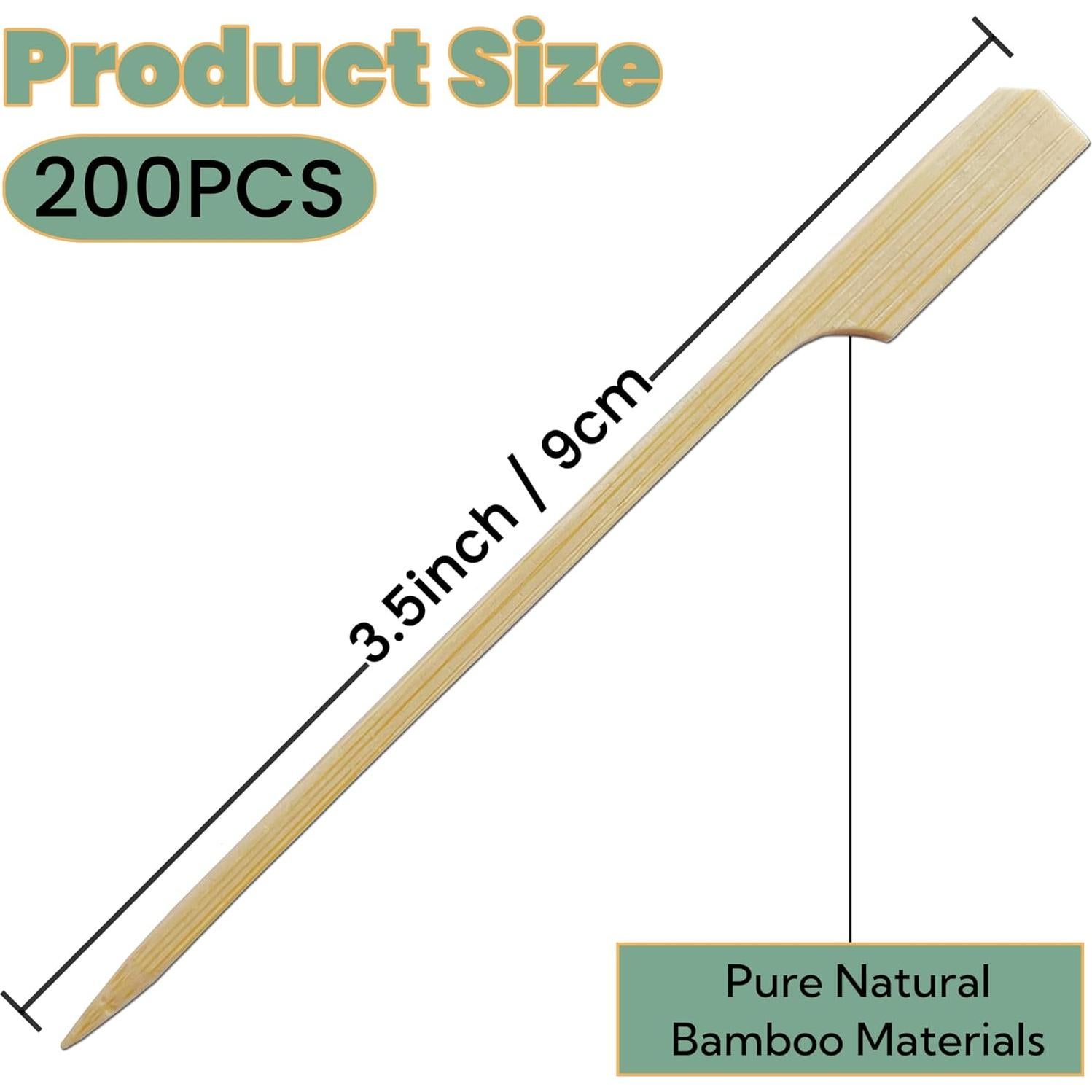 200 Palillos de Bambú 8.9 cm XMZY para Aperitivos y Comida