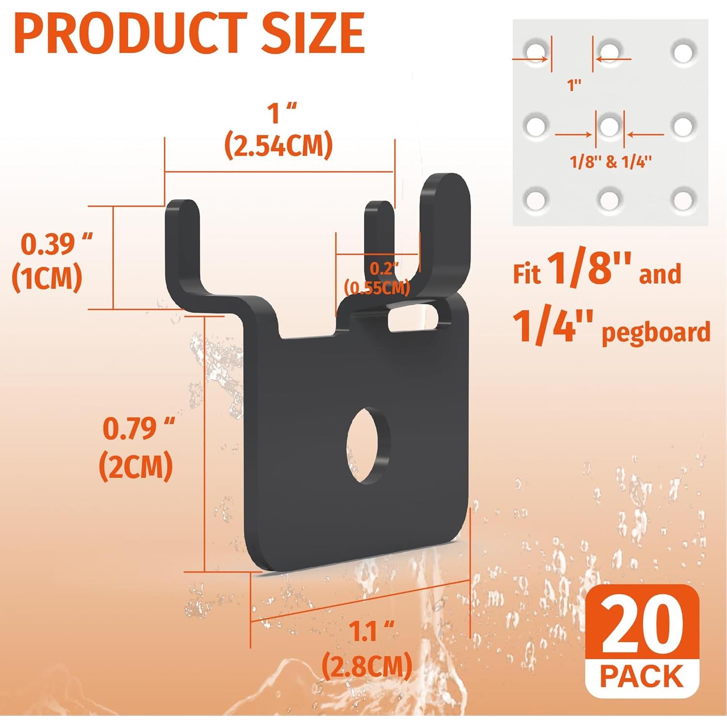 Ganchos para Tablero de Perforaciones HUHOLE - 20 Piezas - Negro