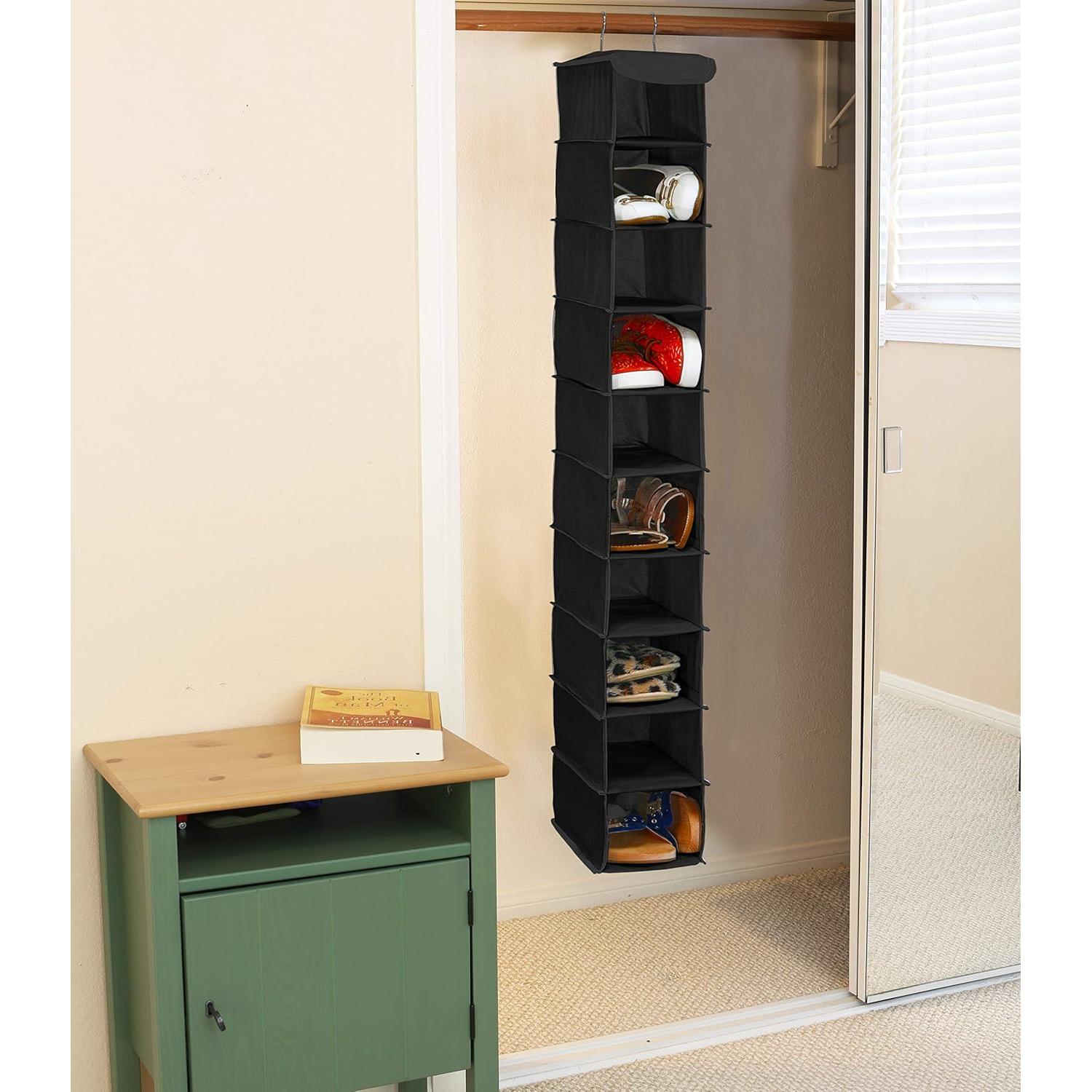 Organizador Colgante de Zapatos Simple Houseware 10 Estantes Negro