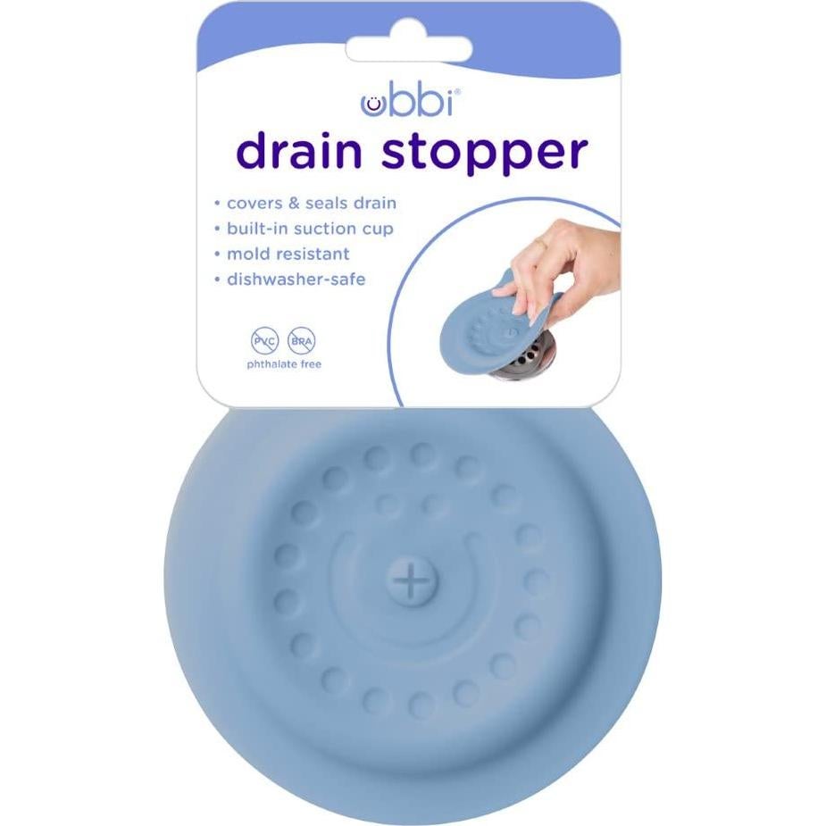 Tapón de Drenaje Ubbi de Silicona Azul Nublado para Baño Bebé