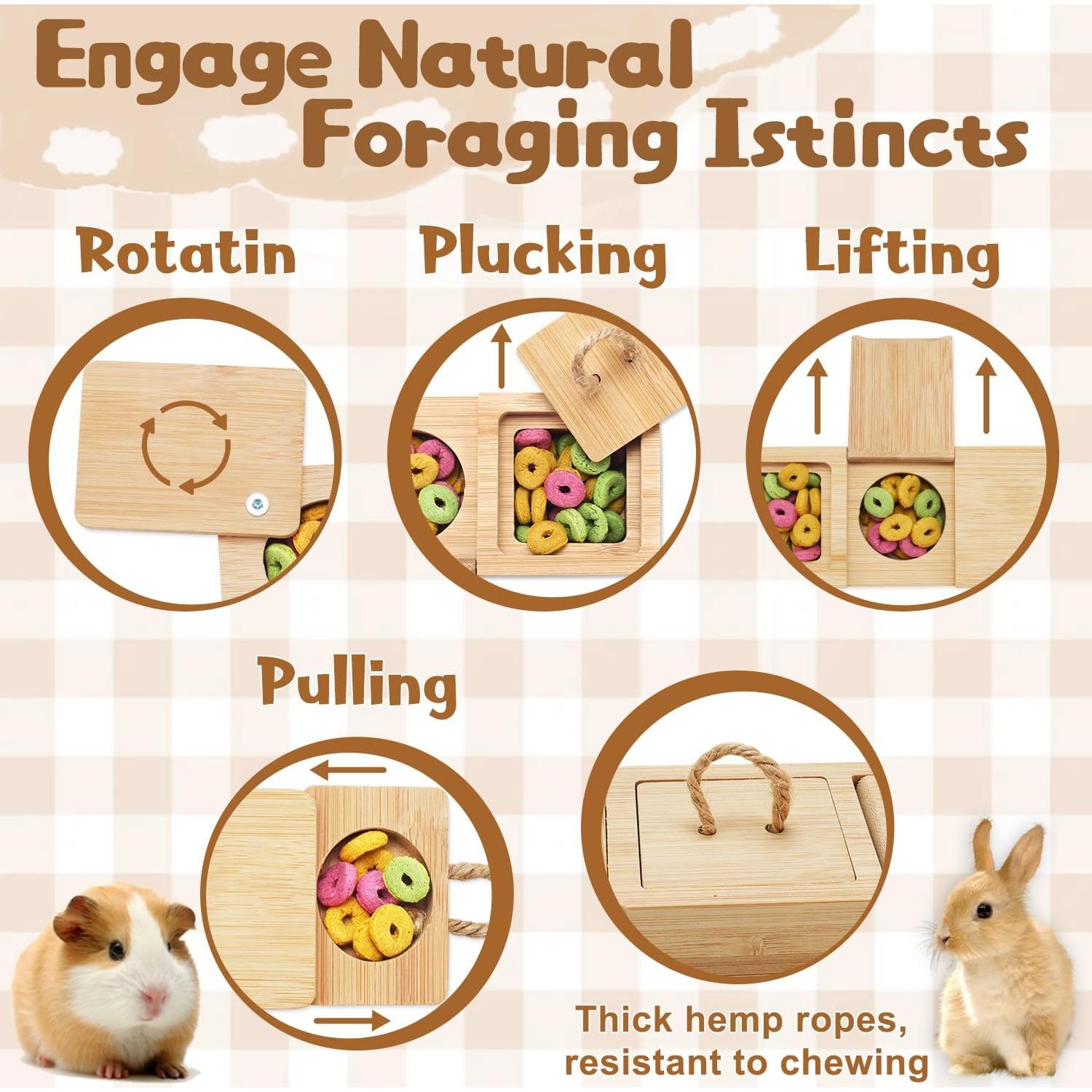 Juguete de Forrajeo de Madera YOBTEOY para Cobayas y Hámsters